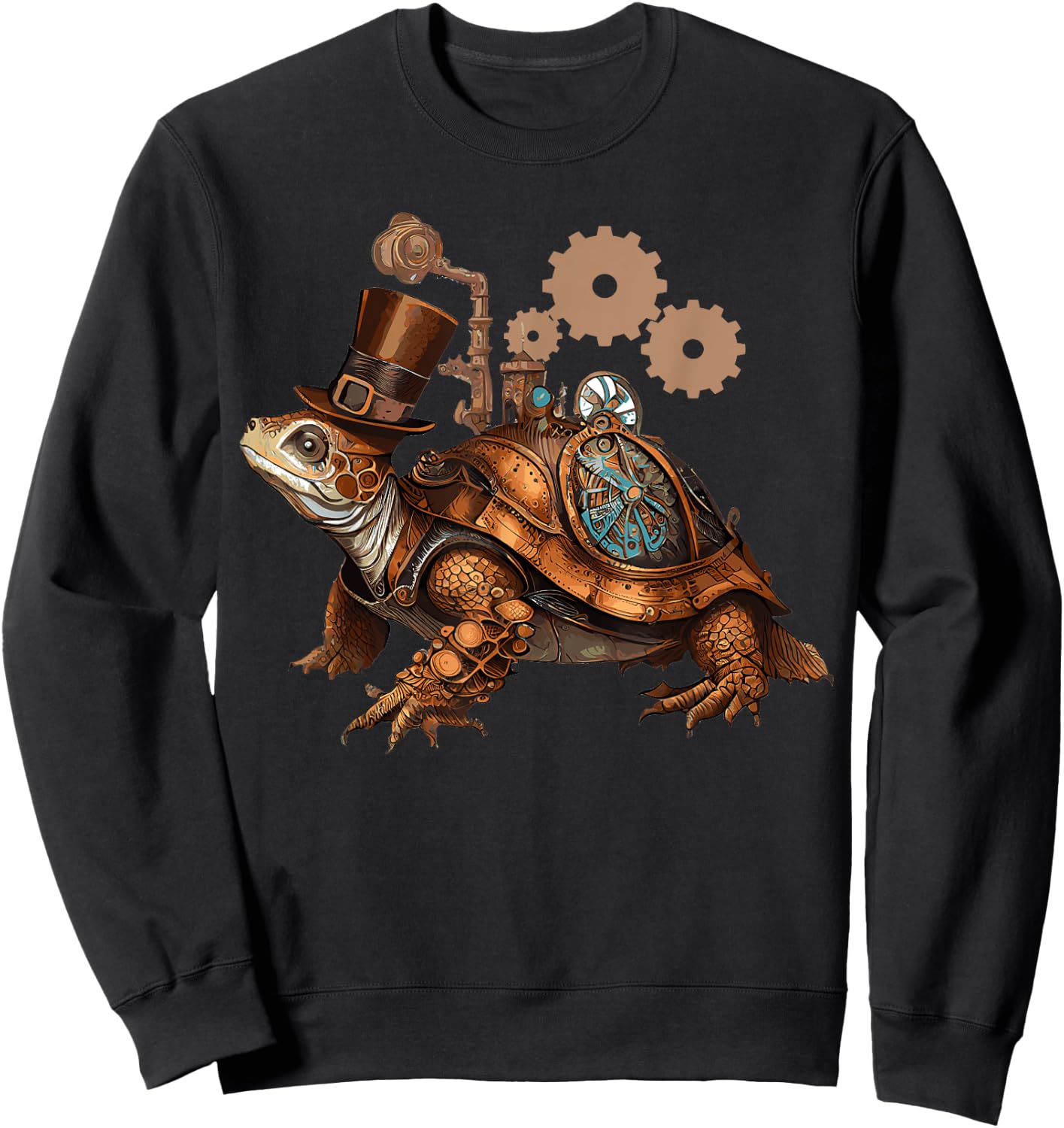 Steampunk Turtle Vintage Mechanical Gears Reptile Lovers Sweatshirt - Sweatshirt | Black