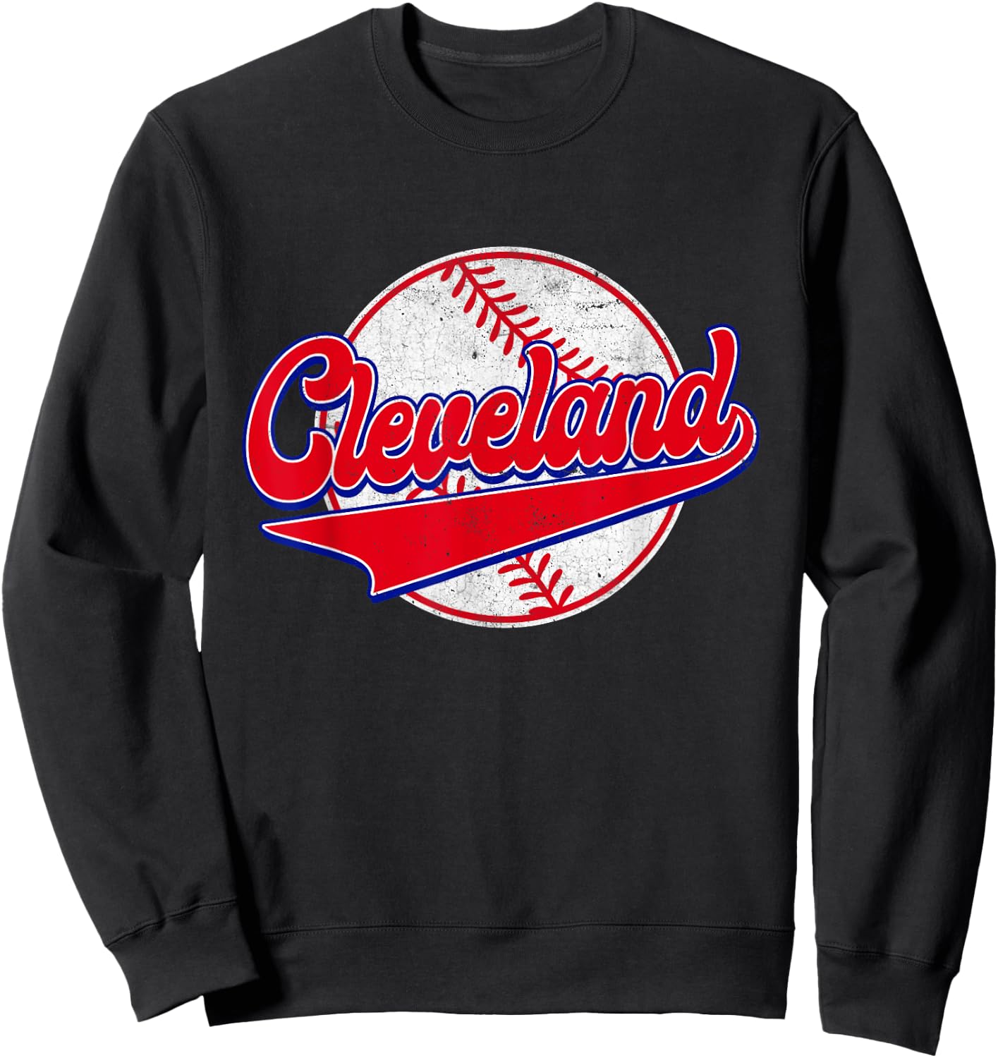 Cleveland Cityscape Vintage Baseball Men Women Kids Sweatshirt - Sweatshirt | Black