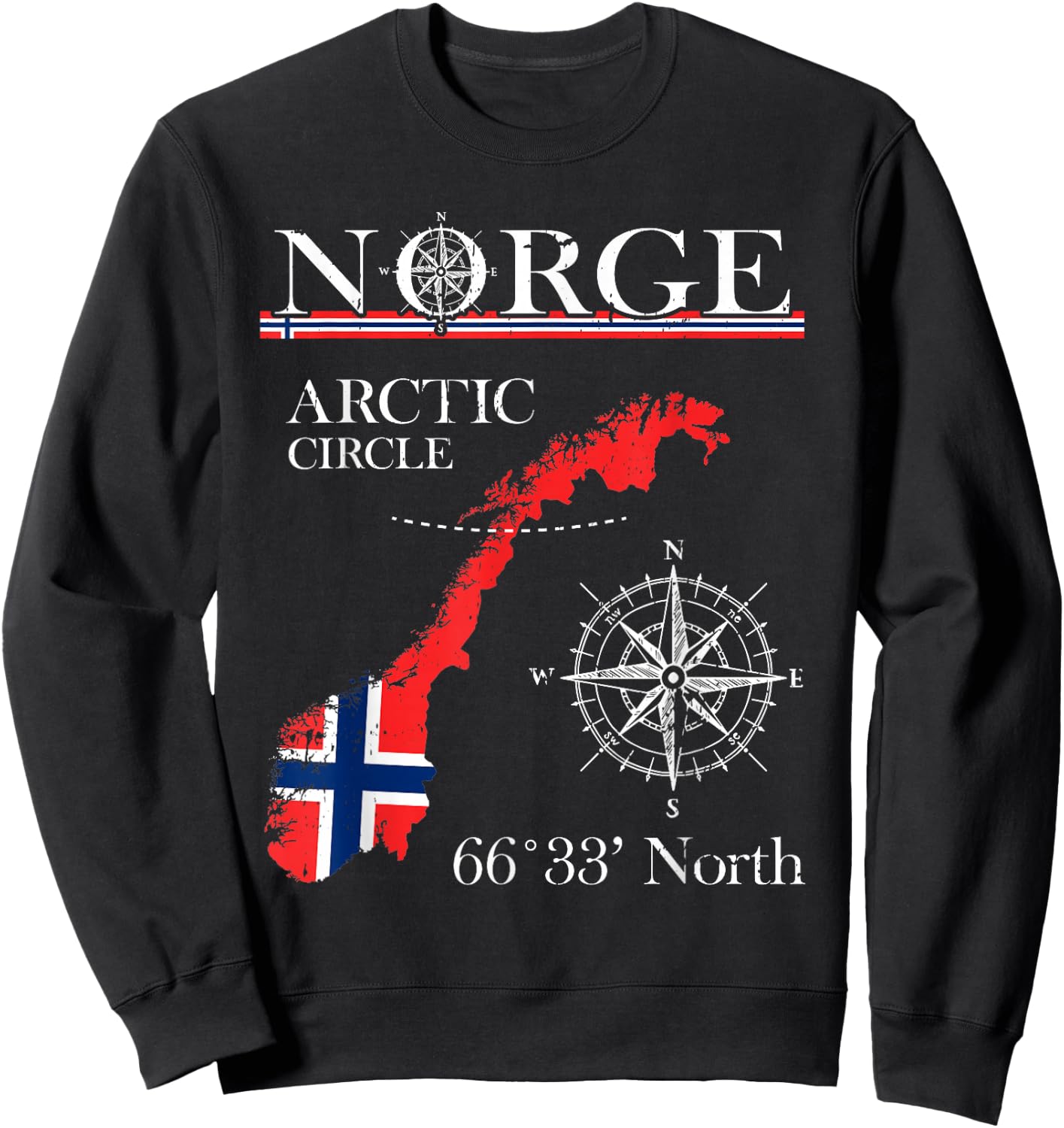 Norge Arctic Circle - Polar North Norway Norwegian Flag Sweatshirt - Sweatshirt | Black