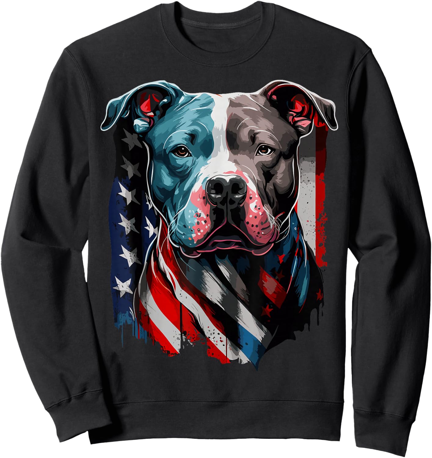 American Pitbull Terrier USA Flag Patriotic Dog Sweatshirt - Sweatshirt | Black