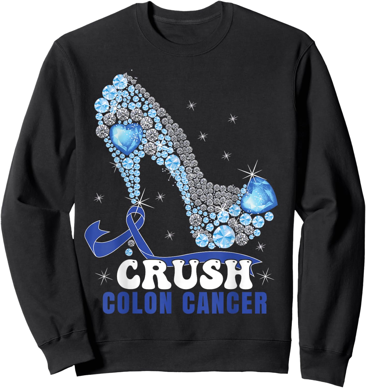Blue Ribbon Women Colonscopy Colorectal Colon Cancer Small Sweatshirt - Sweatshirt | Black