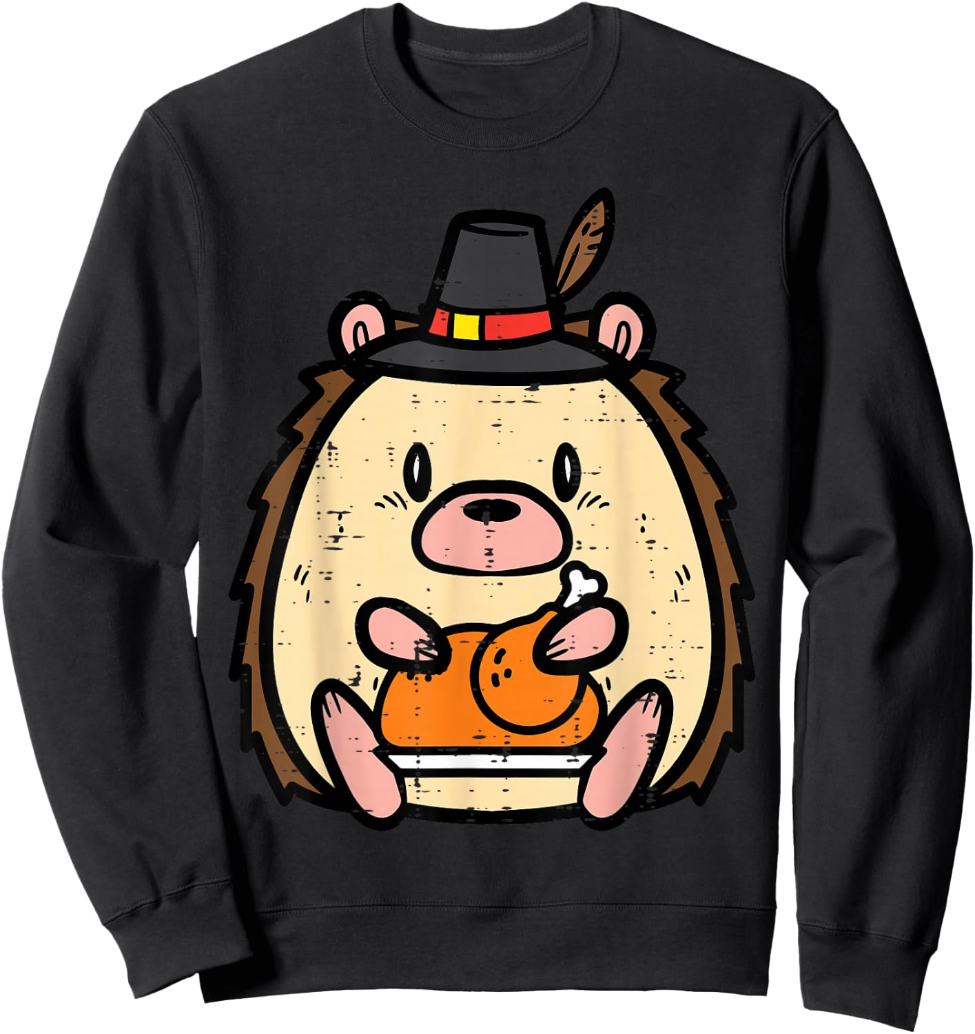 Thanksgiving Hedgehog Turkey Day Boys Girls Kids Youth Women Sweatshirt - Sweatshirt | Black