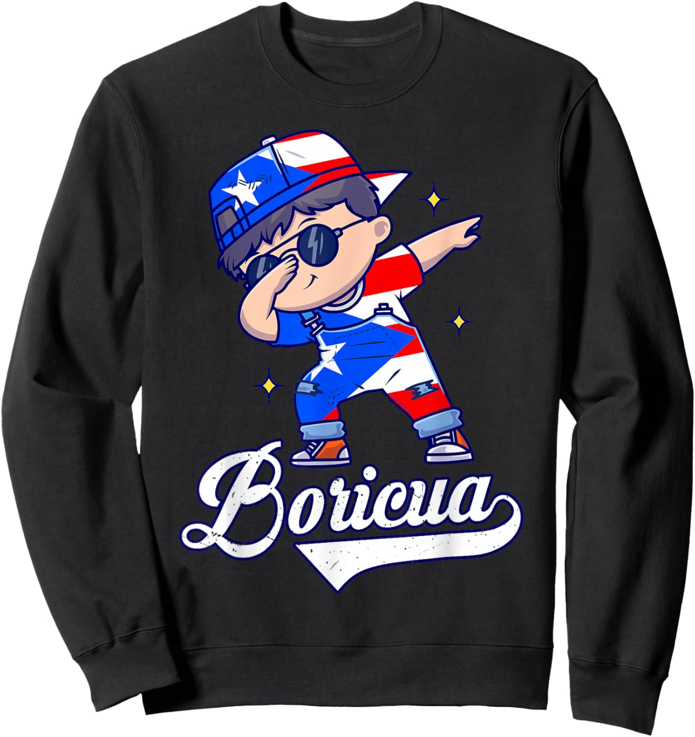Kids Hispanic Heritage Month Puerto Rico Boricua Boy Rican Sweatshirt - Sweatshirt | Black