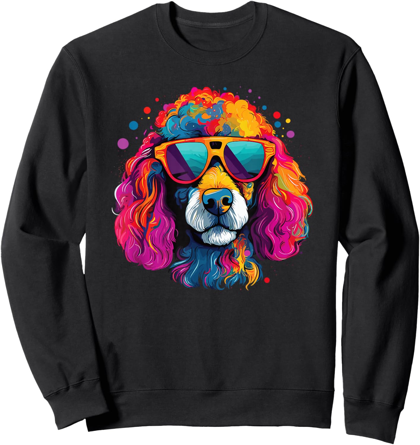 Watercolor Colorful Poodle Dogs Sweatshirt - Sweatshirt | Black