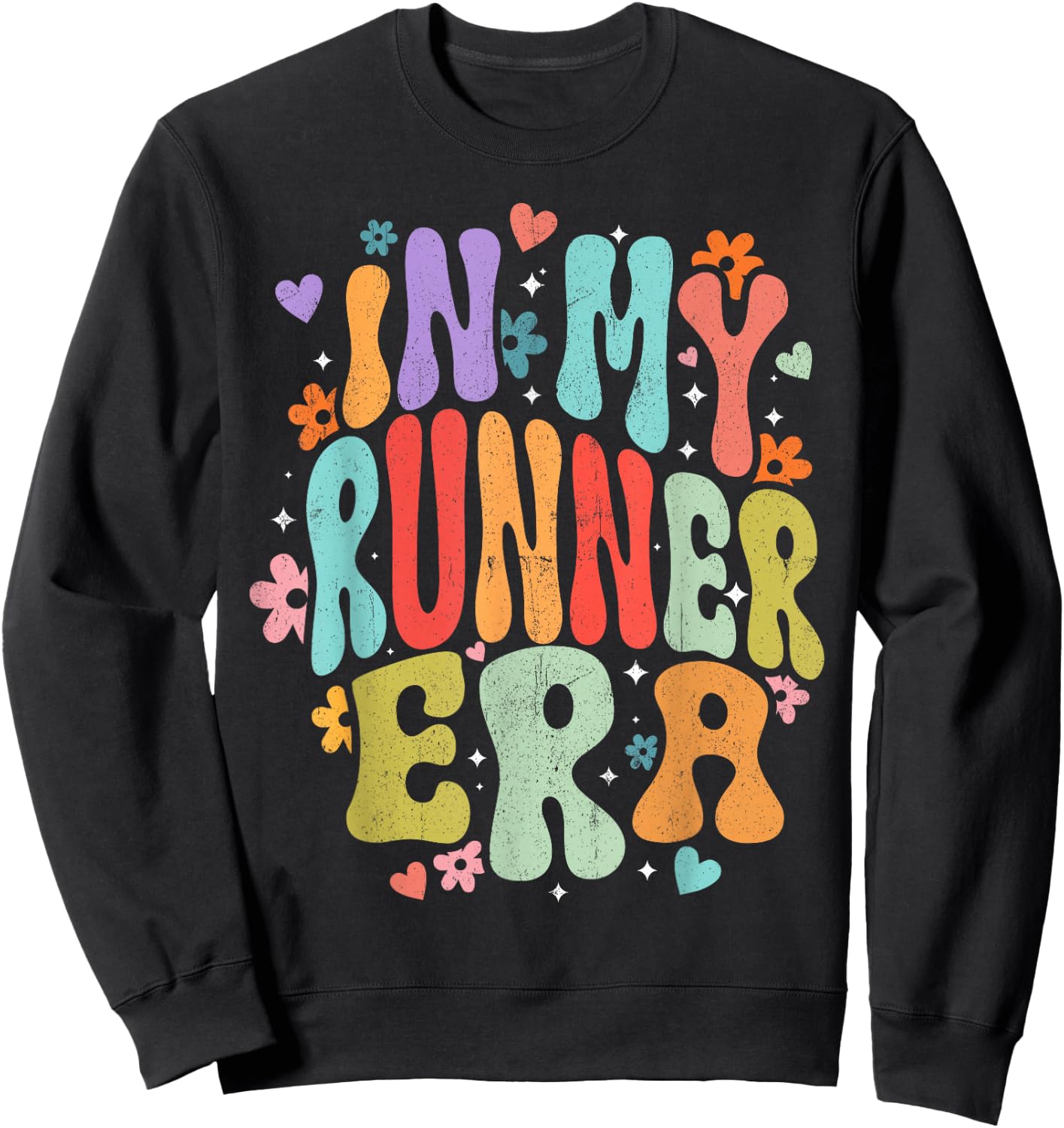 In My Runner Era Funny Marathon Running Lover Groovy Sweatshirt - Sweatshirt | Black