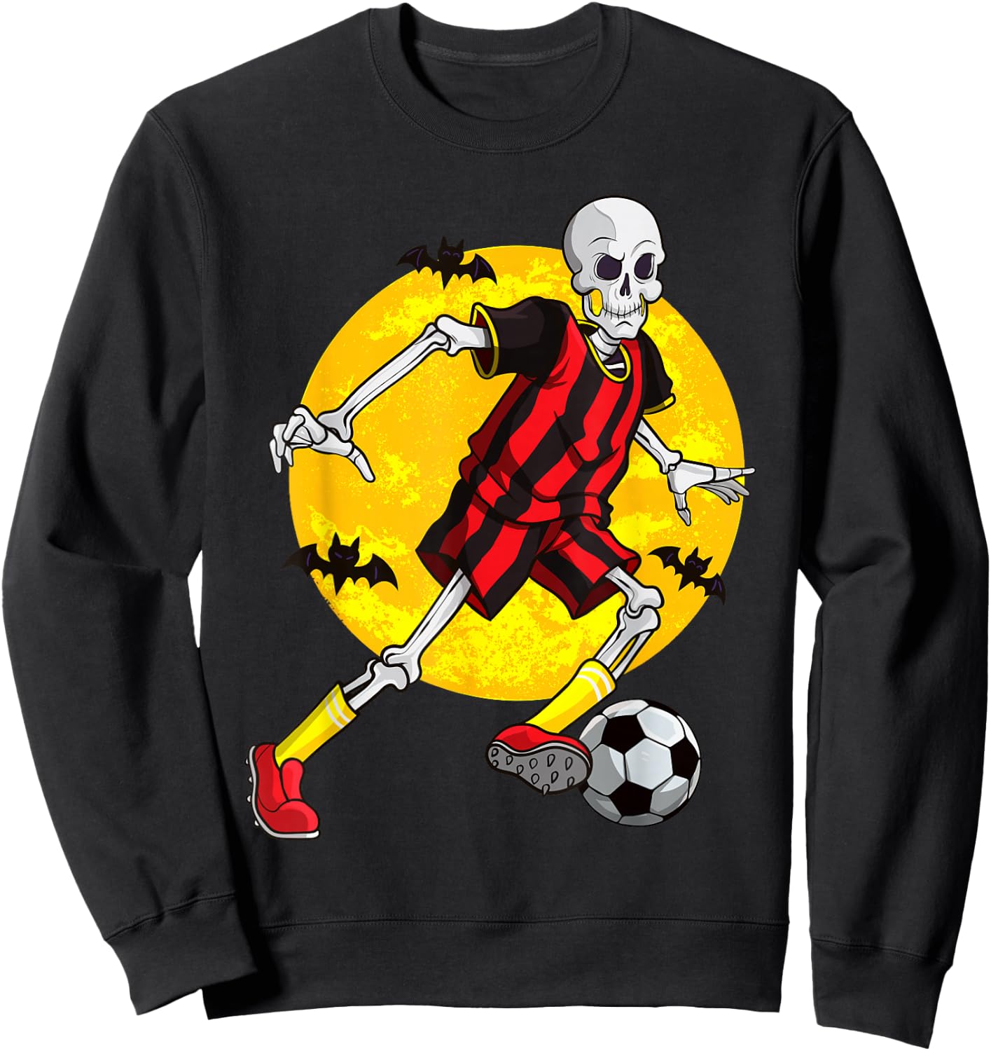 Soccer Skeleton Funny Halloween Costume Sports Player Fan Sweatshirt - Sweatshirt | Black