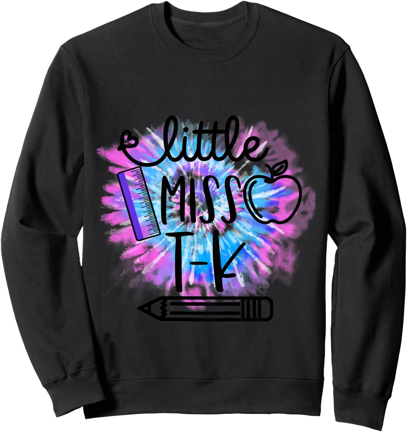 Kids Little Miss T K Toddler Girls Tie Dye First Day of TK Sweatshirt - Sweatshirt | Black