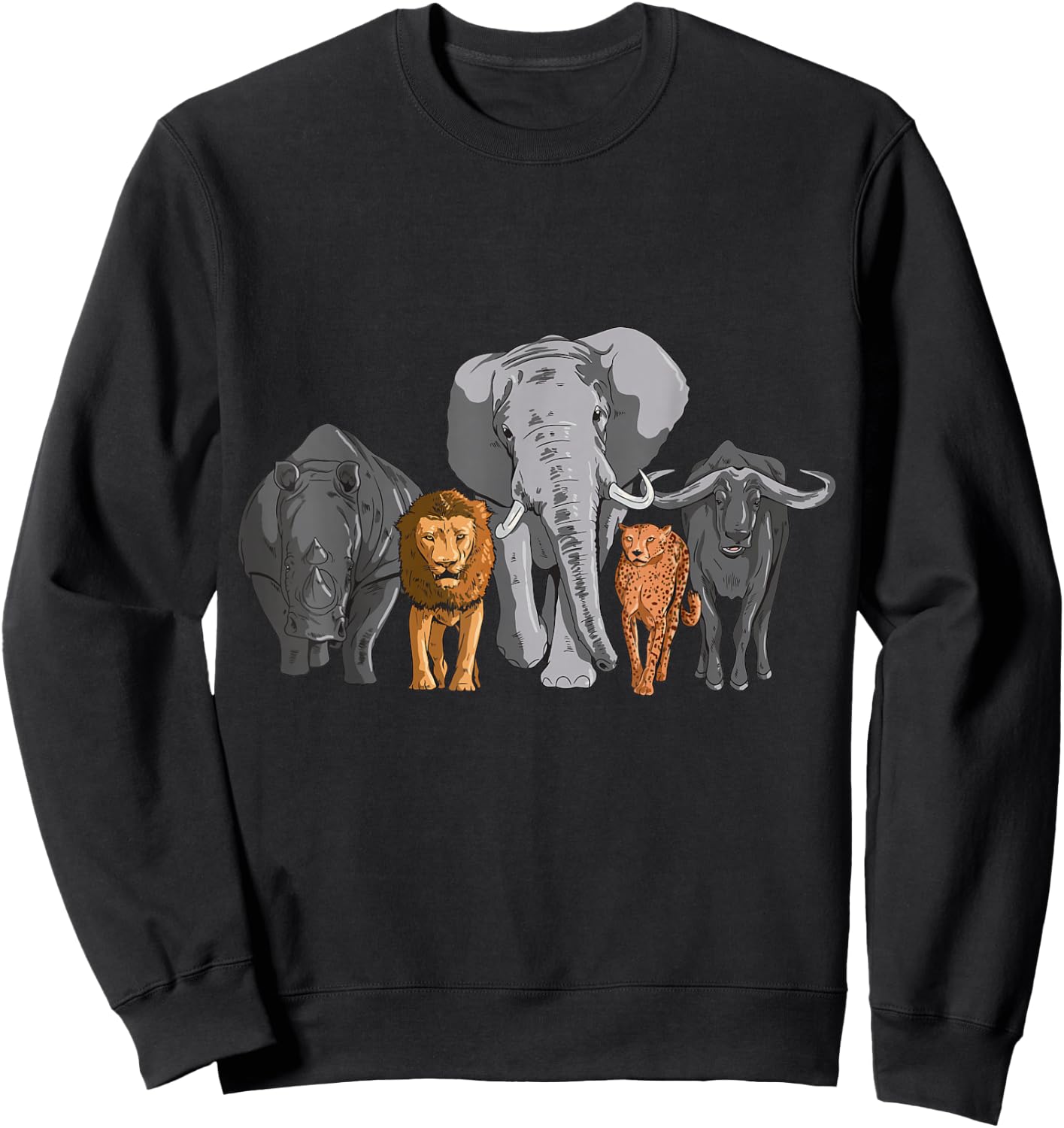 Elephant Lion Animals Leopard Rhino Animal Children Sweatshirt - Sweatshirt | Black