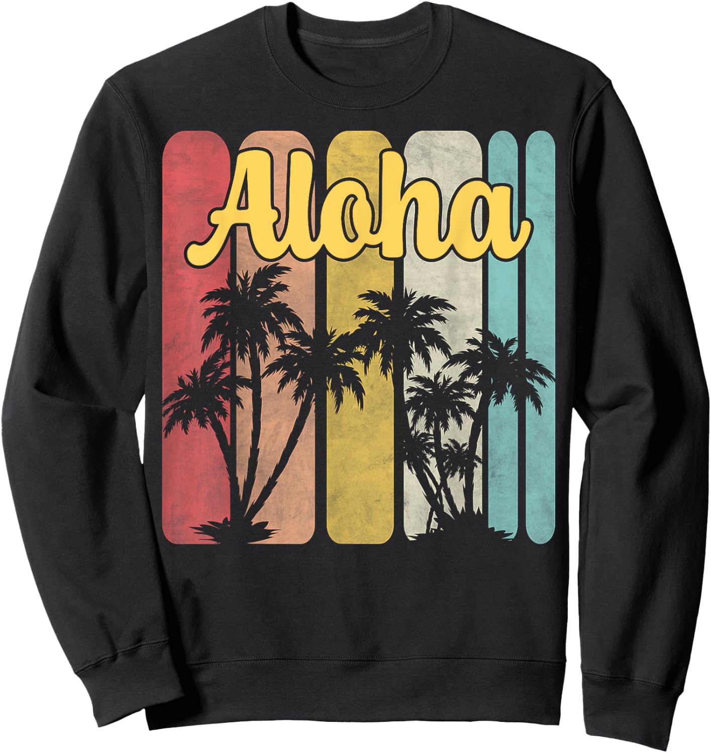 Aloha Hawaii Hawaiian Island Palm Tree Summer Tropical Beach Men Women Girls Kids Sweatshirt - Sweatshirt | Black