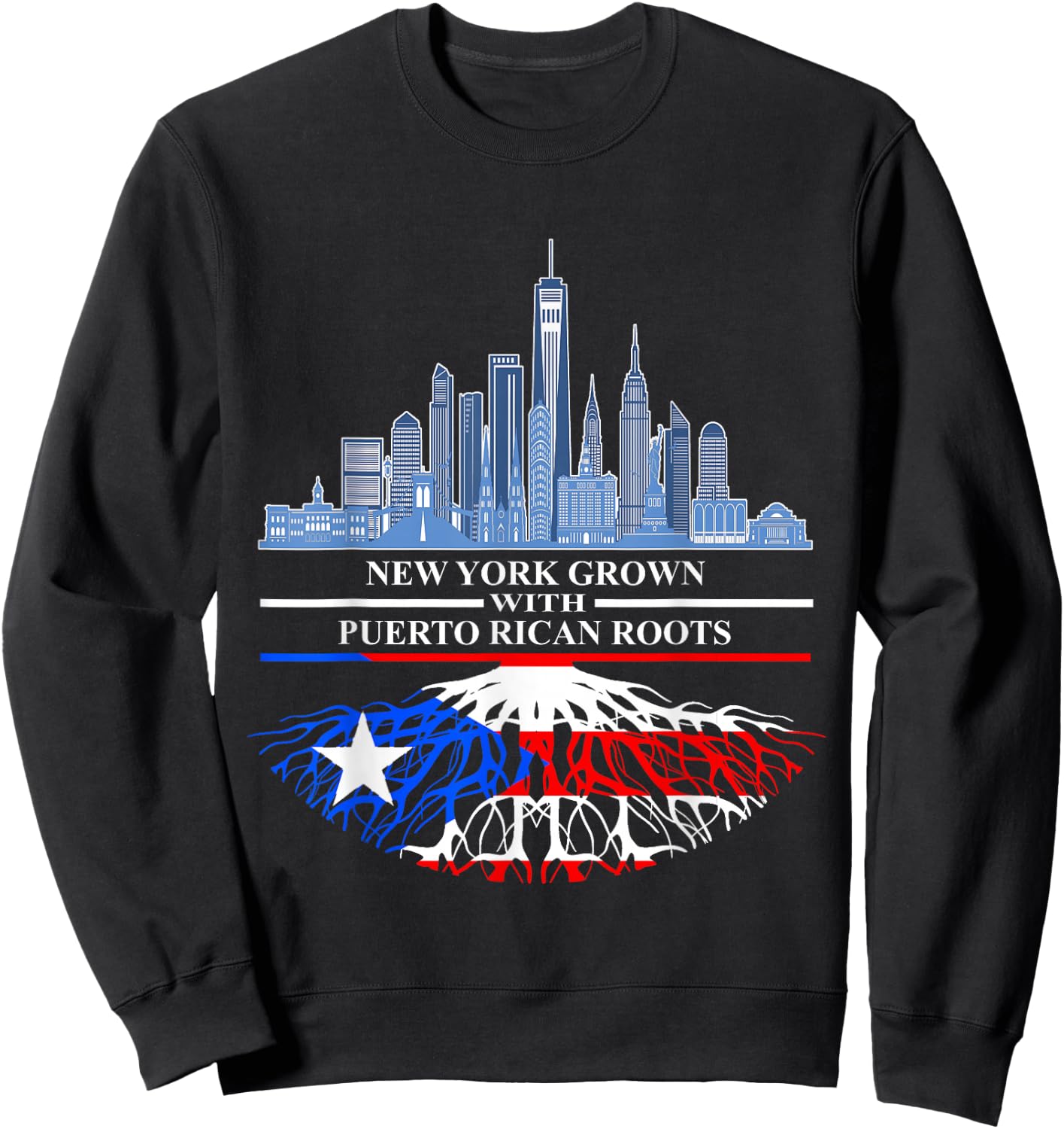 New Yorker Half Puerto Rican New York City Puerto Rico Flag Sweatshirt - Sweatshirt | Black