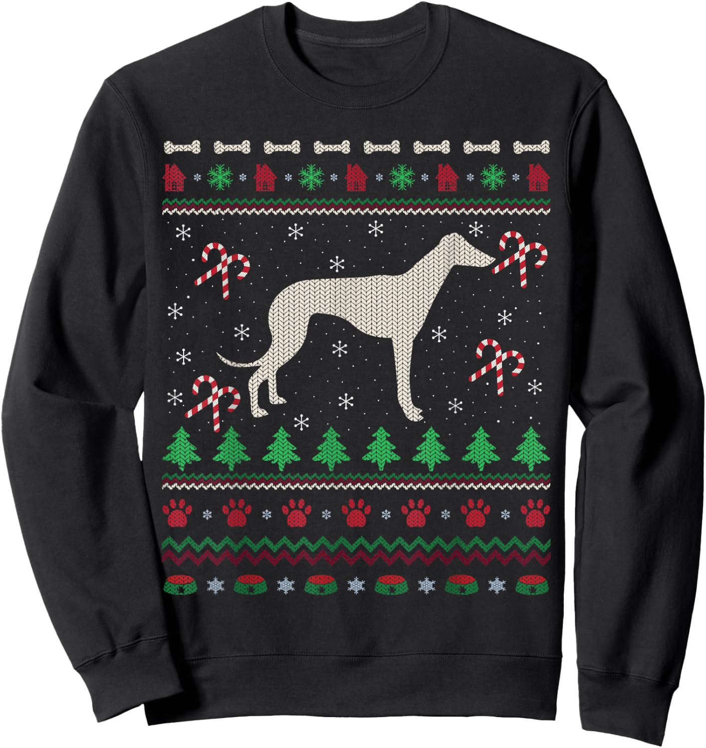 Ugly Xmas Sweater Santa Italian Greyhound Dog Christmas Men Women Kids Sweatshirt - Sweatshirt | Black