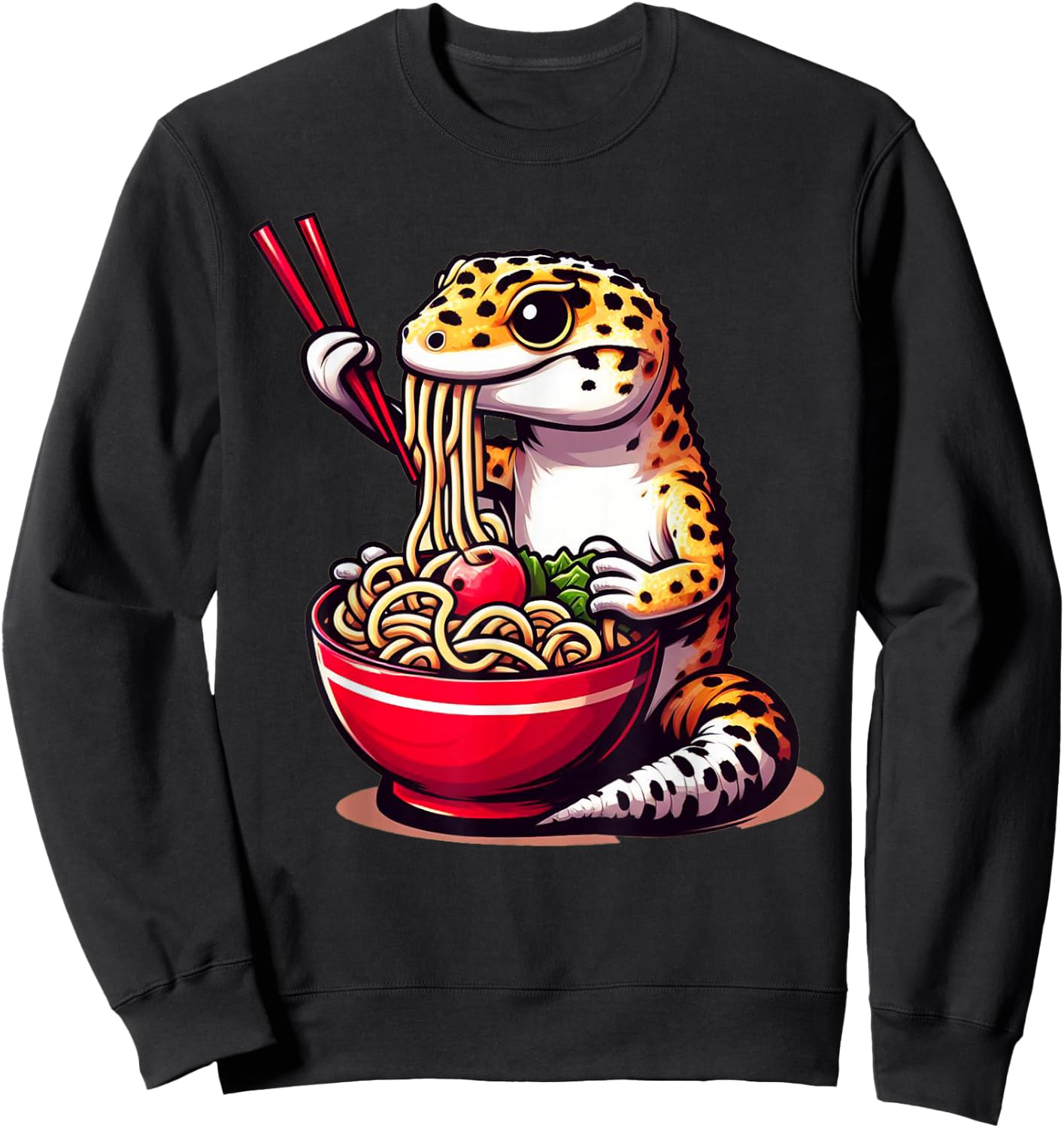 Gecko Anime Japanese Kawaii Ramen Reptile Leopard Gecko Sweatshirt - Sweatshirt | Black