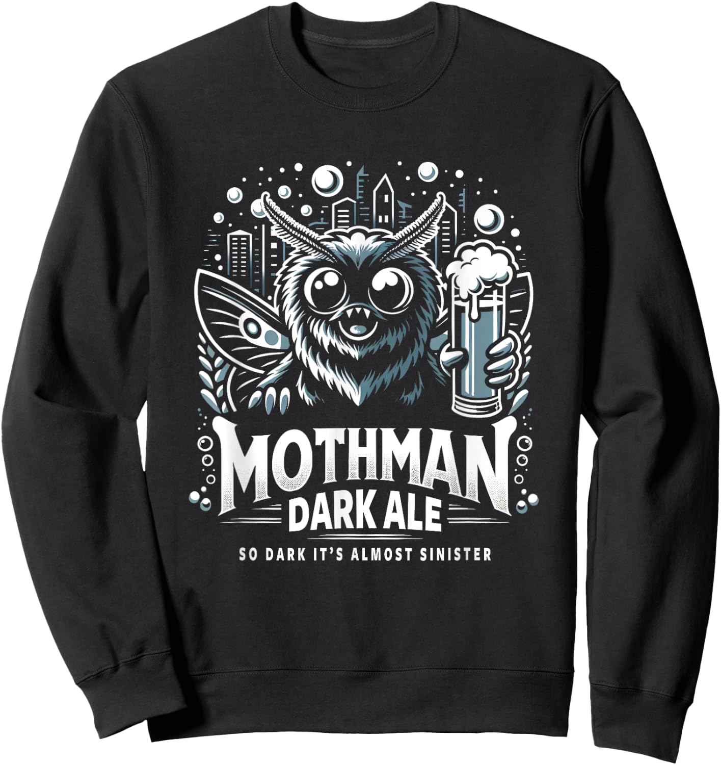 Funny Cryptid Beer Brand Parody Mothman Dark Ale Sweatshirt - Sweatshirt | Black