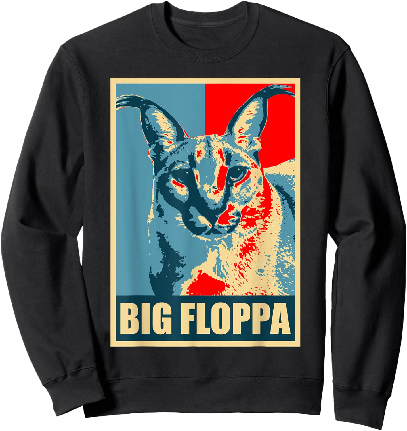 Big Floppa Caracal Cat Meme Sweatshirt - Sweatshirt | Black