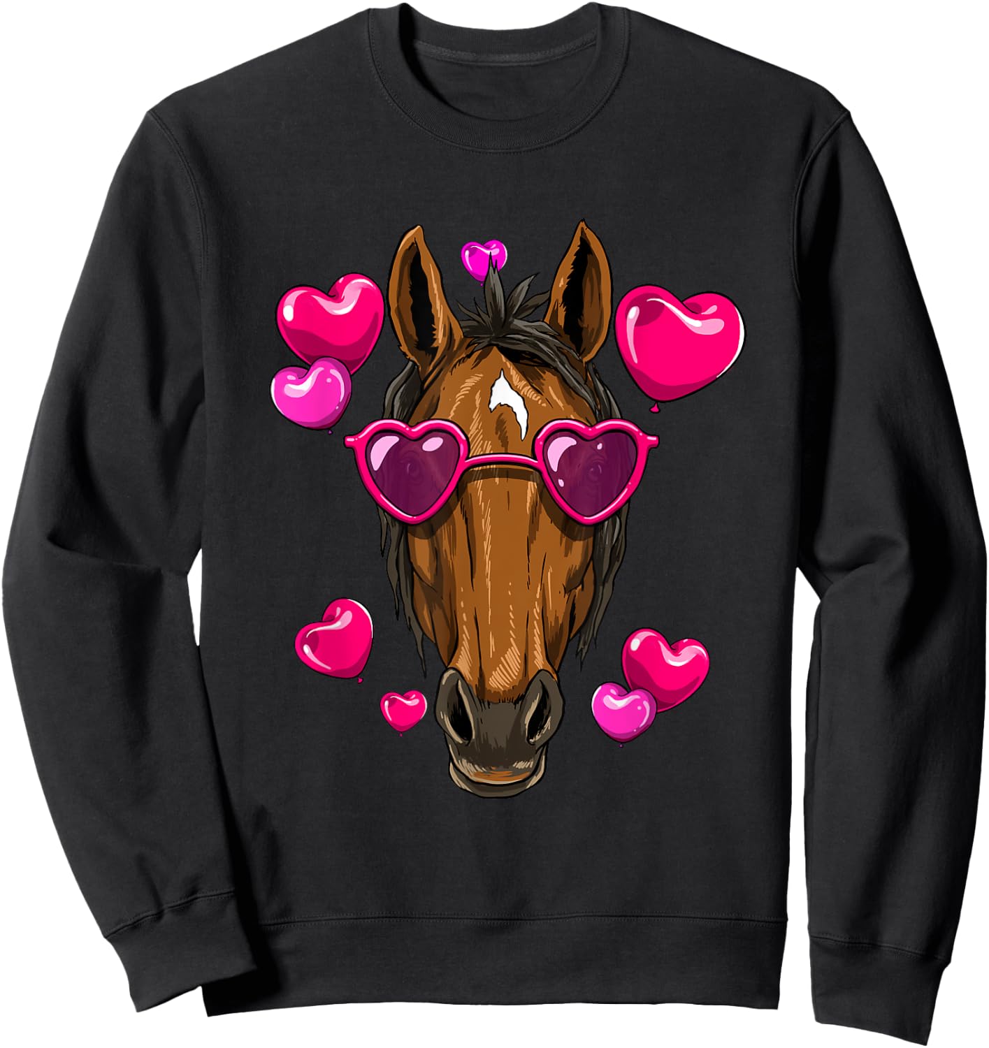Horse Valentines Day Heart Love Couples Horse Lover Cowboy Sweatshirt - Sweatshirt | Black