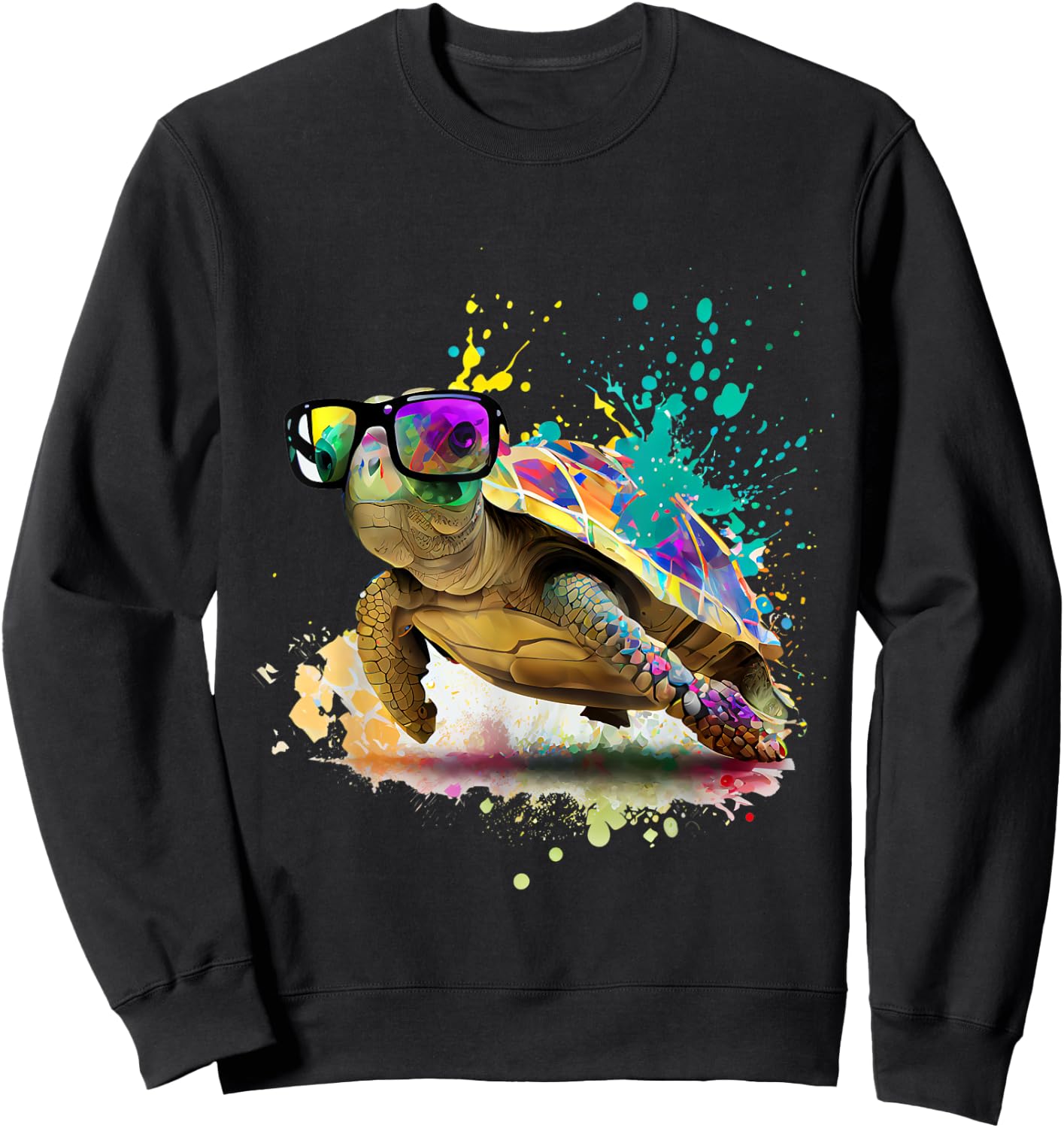 Turtle sunglasses vacation costume ocean lover pet Sweatshirt - Sweatshirt | Black