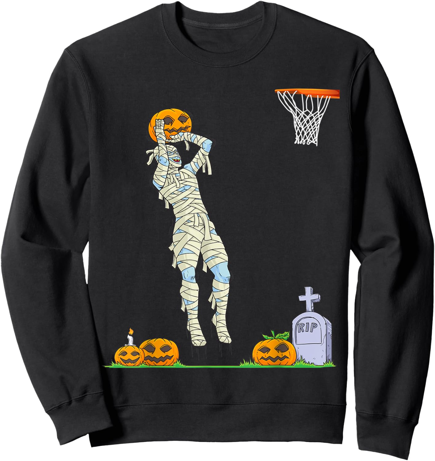 Funny Mummy Basketball Halloween Pumpkin Sweatshirt - Sweatshirt | Black