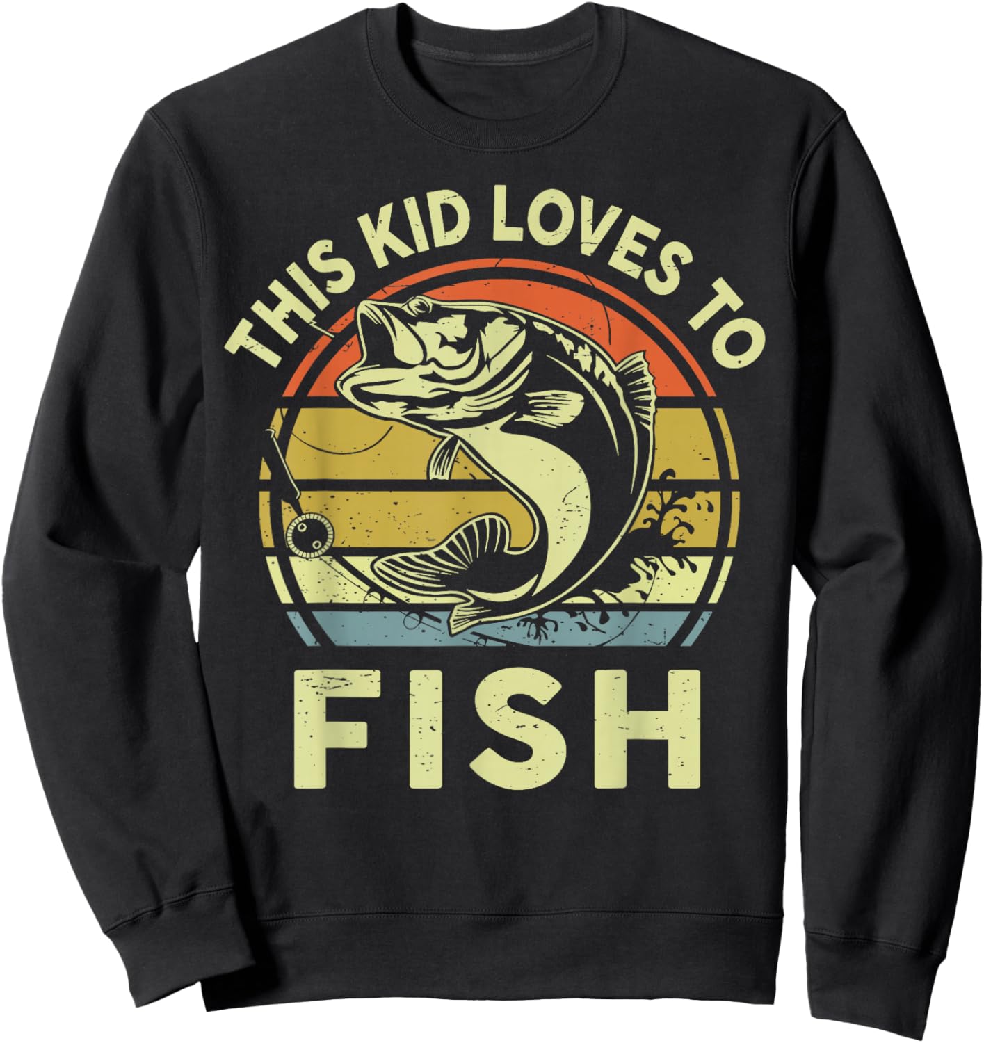 Boy Kids Loves to Fish-Shirt Bass Fishing Gift Funny Fishing Sweatshirt - Sweatshirt | Black
