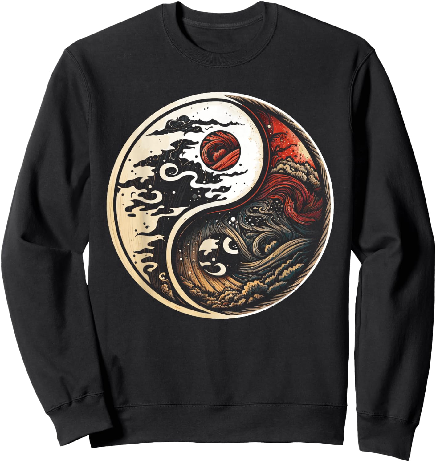 Balance and Harmony: Yin Yang Symbol, Nature Lover Sweatshirt - Sweatshirt | Black