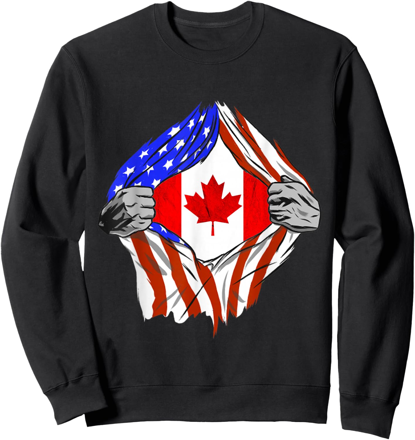 America USA Canadian Flag Chest Canadian Roots Canada Sweatshirt - Sweatshirt | Black