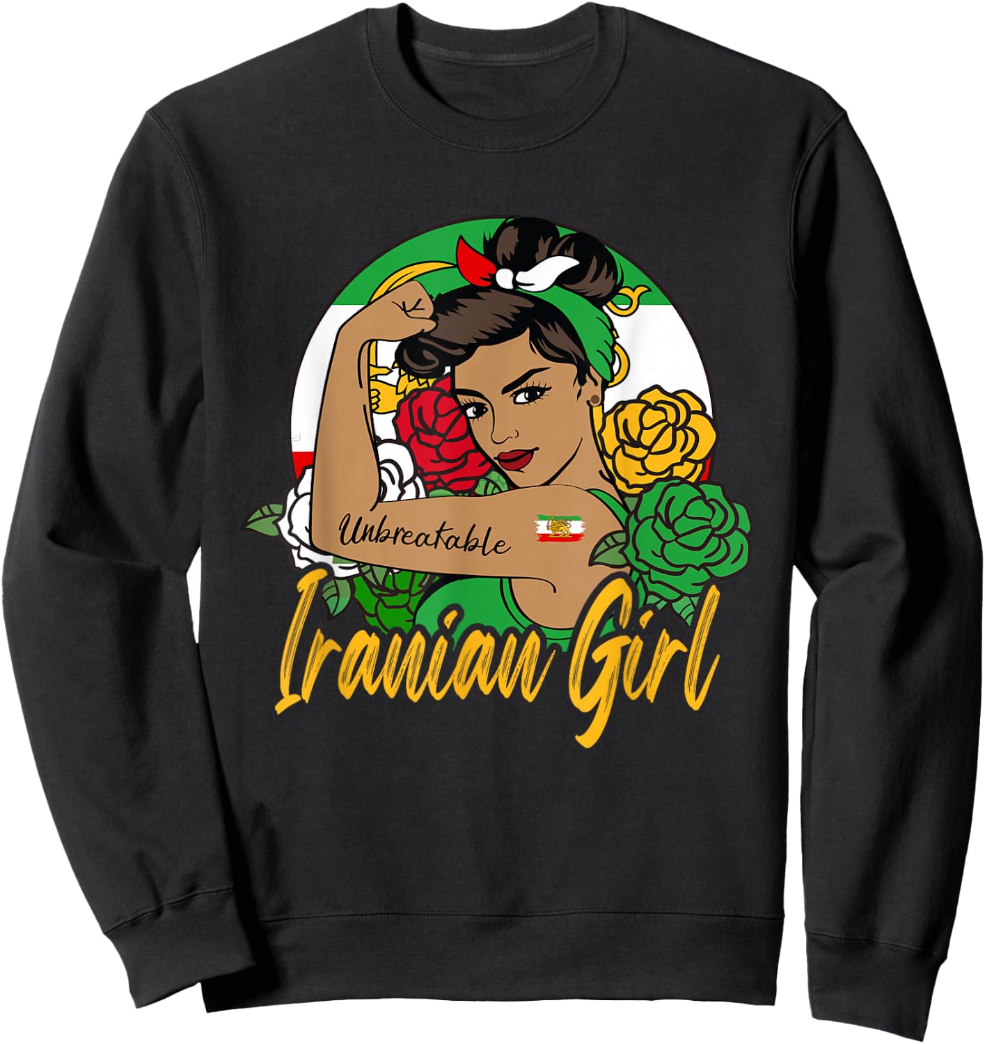Iran Iranian For Girl Flag Lion Persian Sweatshirt - Sweatshirt | Black