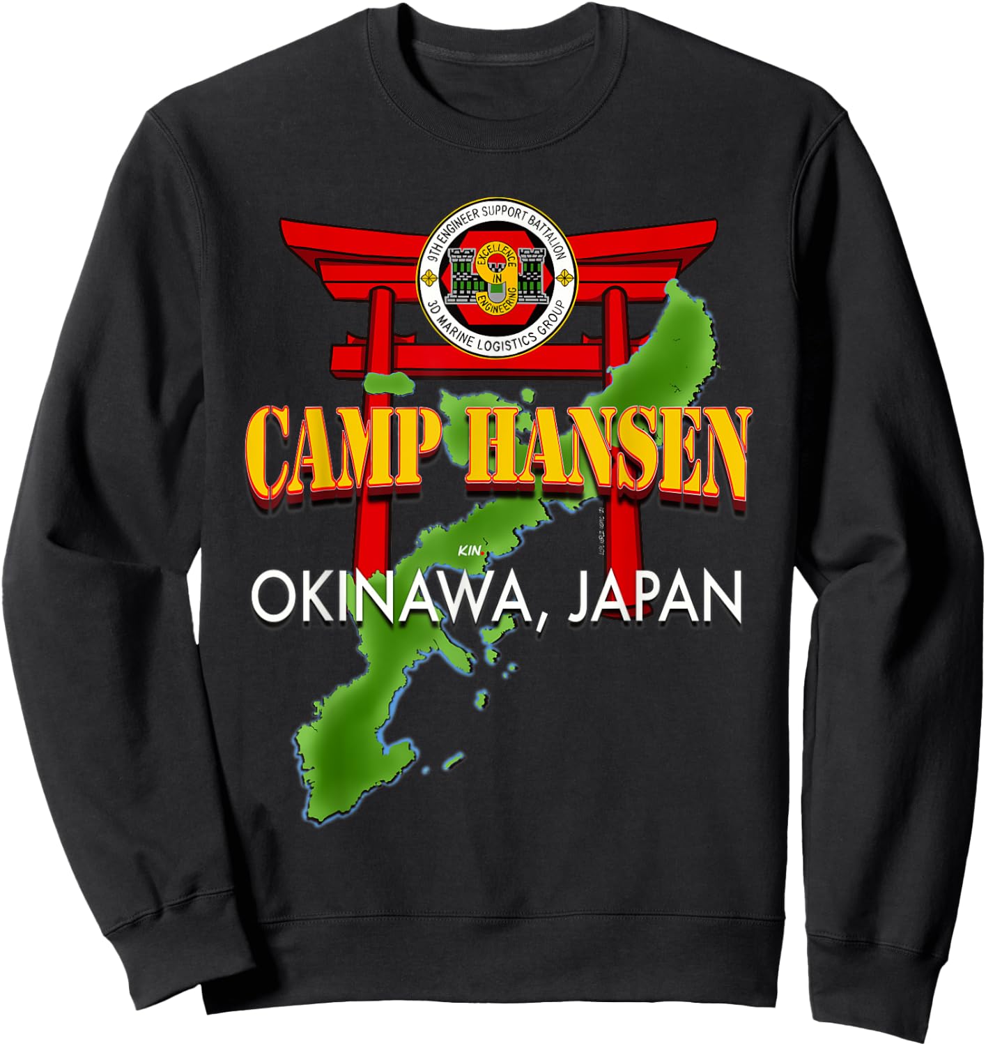 9th Engineer Support Battalion Camp Hansen Okinawa Japan Sweatshirt - Sweatshirt | Black