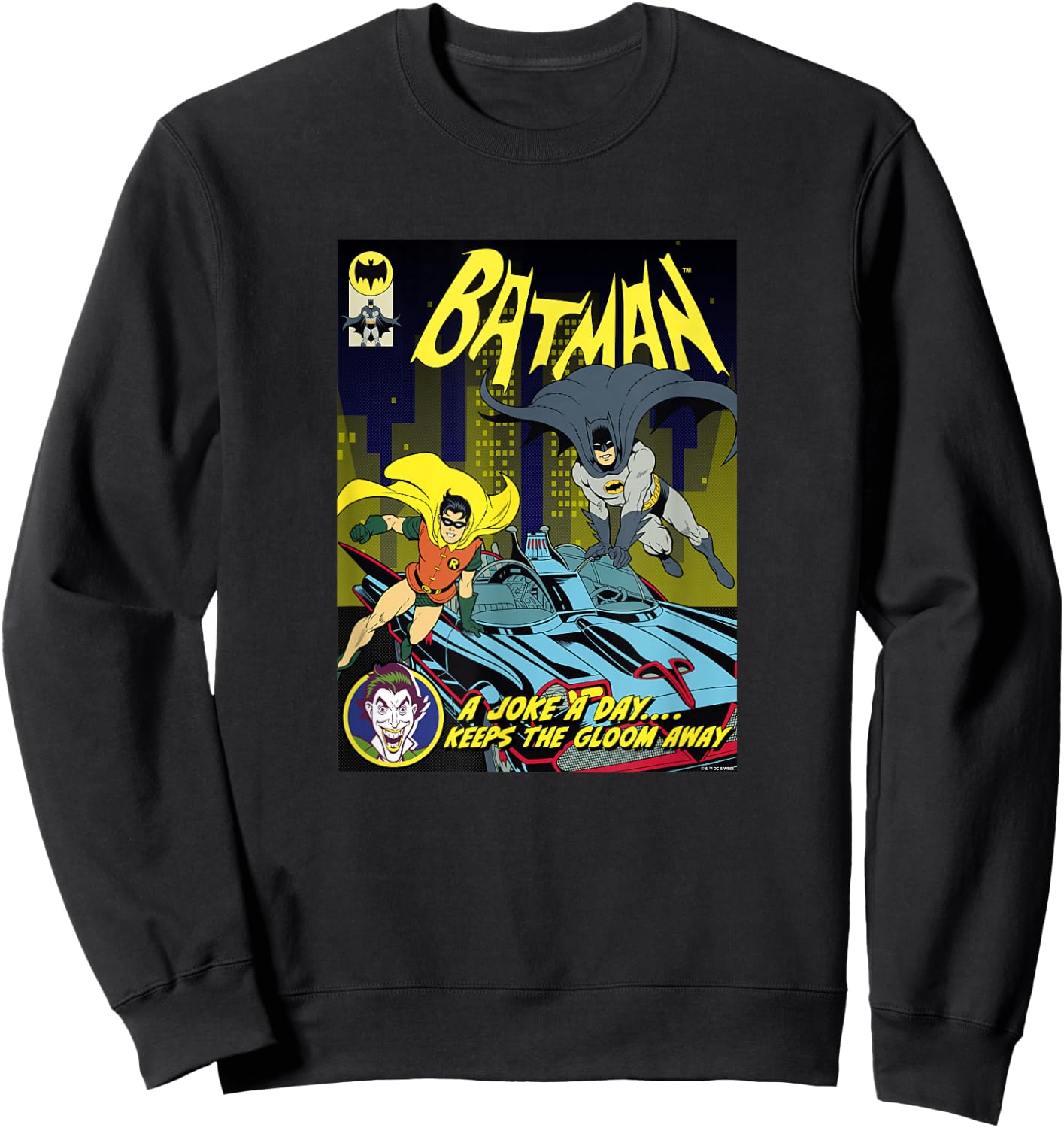 Batman Vintage 60's Batman & Robin Batmobile Comic Cover Sweatshirt - Sweatshirt | Black