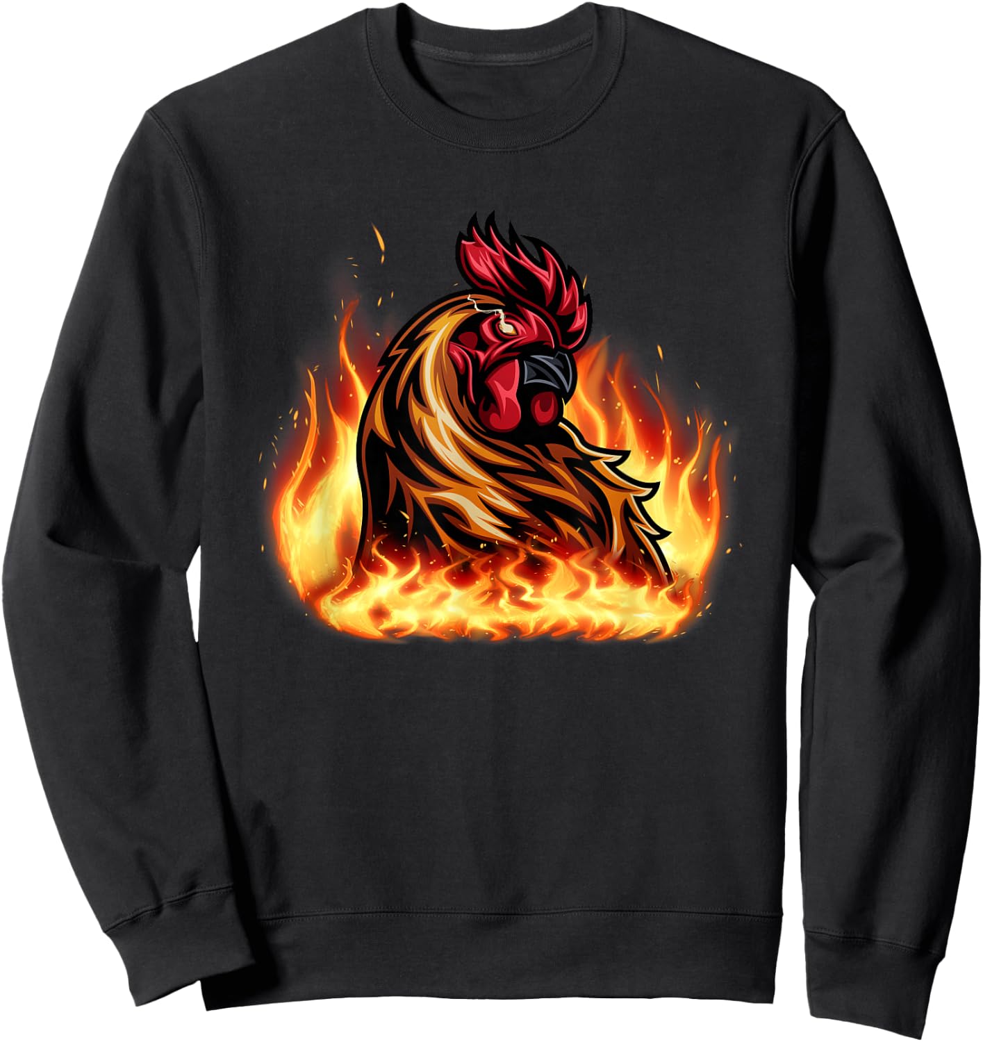 Fire Rooster Chicken Funny Women Sweatshirt - Sweatshirt | Black