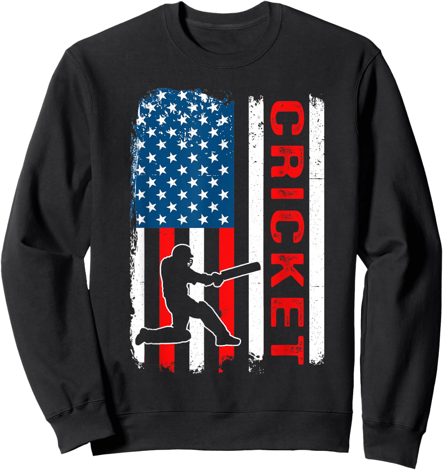 Cricket USA American Flag Cricket Player Sweatshirt - Sweatshirt | Black