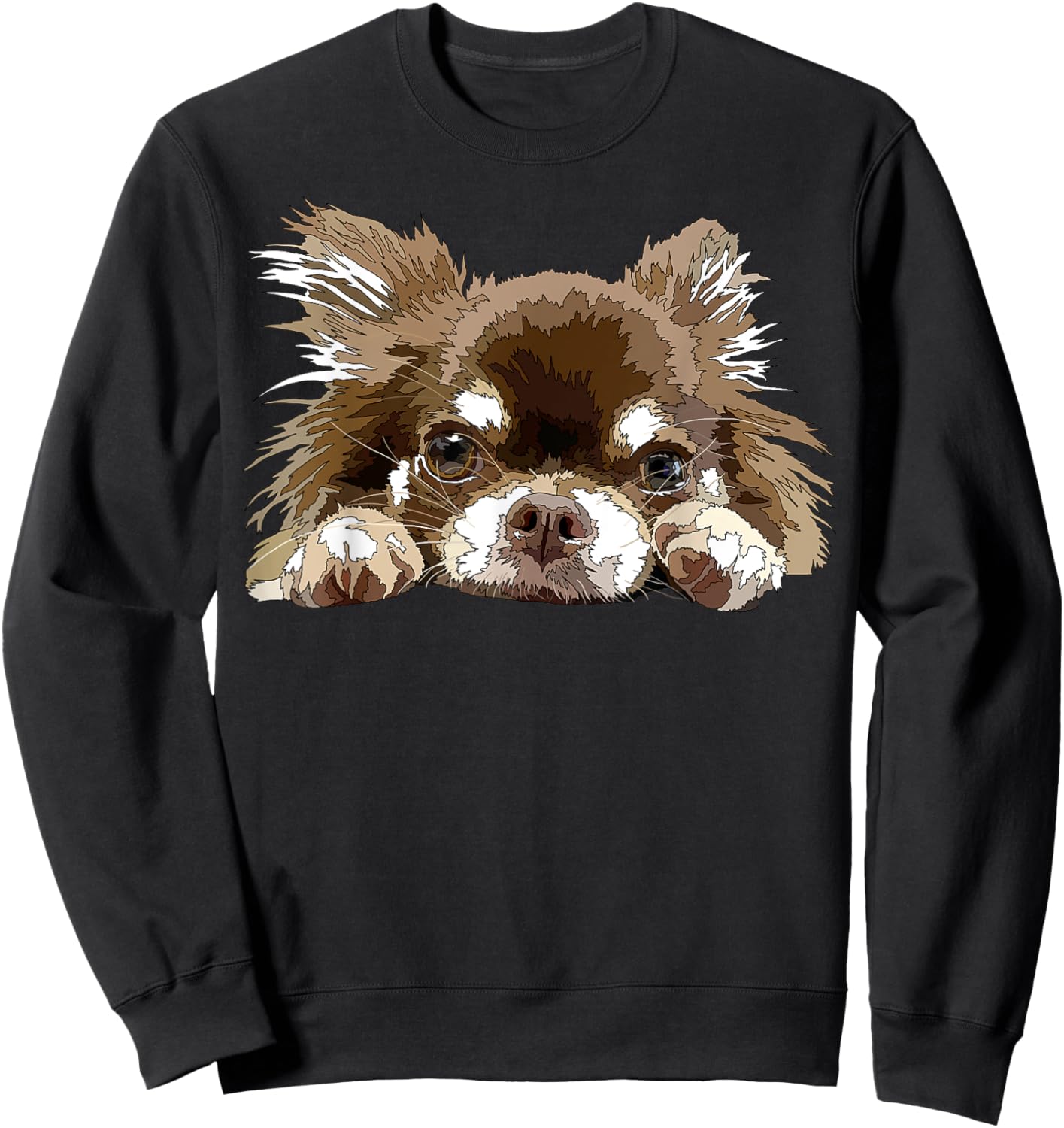 Chihuahua Long Haired Chihuahua Long Hair Chiwawa Dog Lover Men Women Kids Sweatshirt - Sweatshirt | Black