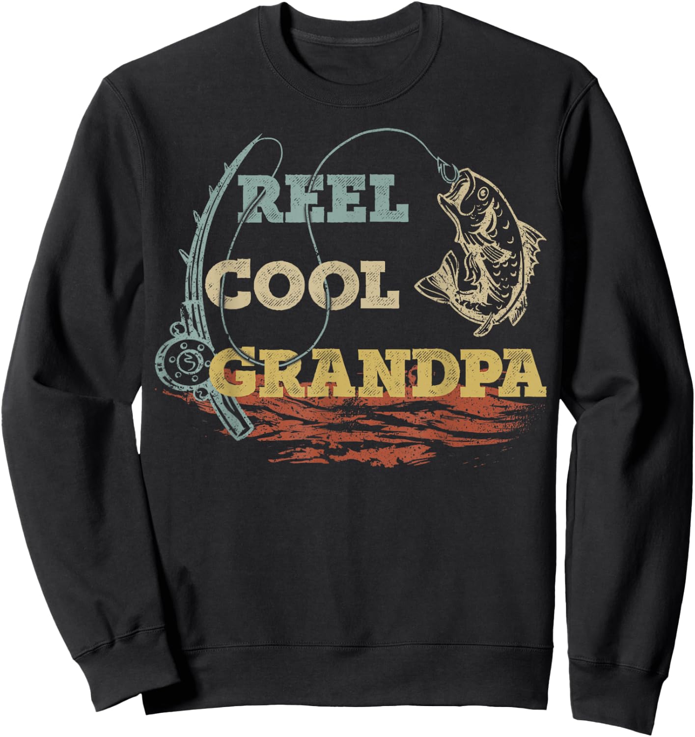 Vintage Reel Cool Grandpa Fisherman Family Fishing Lover Sweatshirt - Sweatshirt | Black