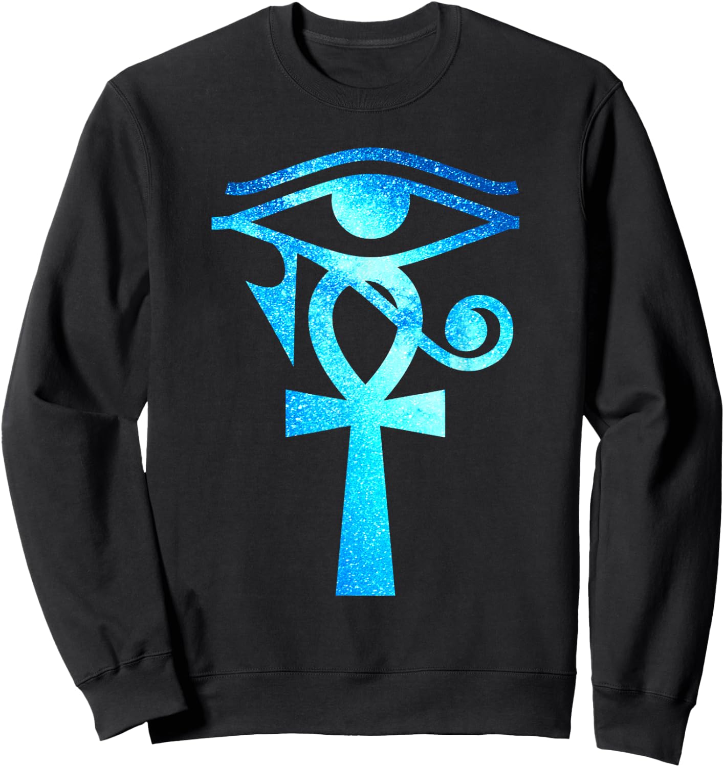 Ankh Eye of Horus Ancient Egyptian Symbol Galaxy Crux Ansata Sweatshirt - Sweatshirt | Black