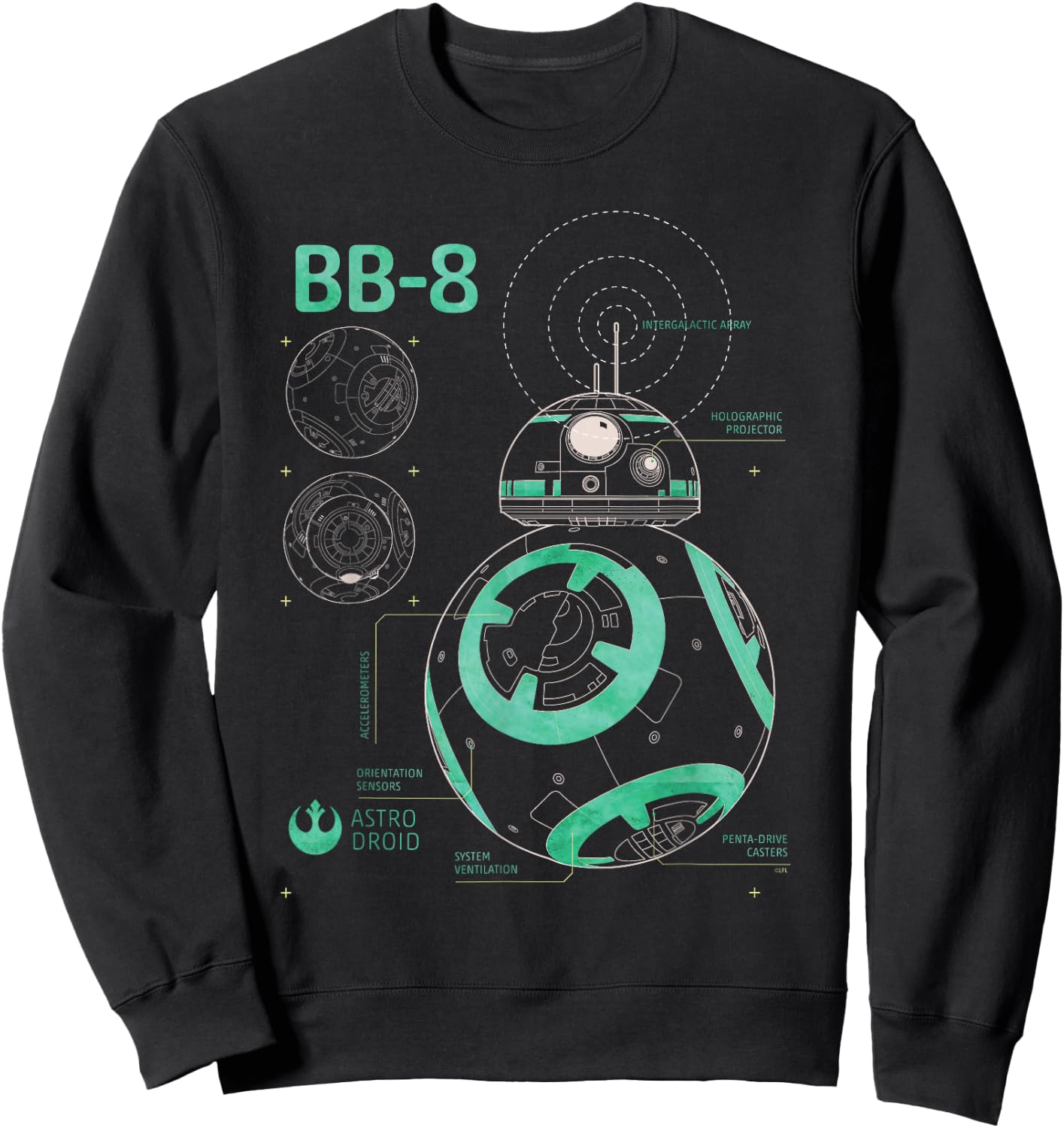 Star Wars BB-8 Astro Droid Blueprint Sweatshirt - Sweatshirt | Black