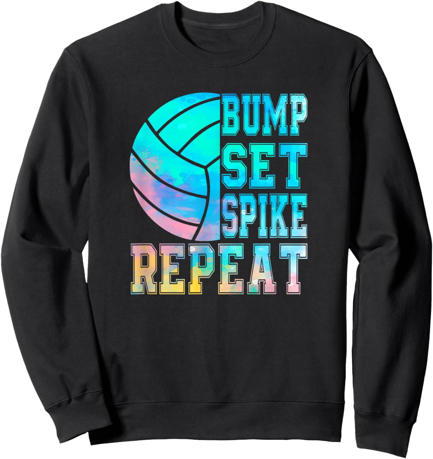 Colorful Teen Girls Volleyball Bump Set Spike Repeat Sweatshirt - Sweatshirt | Black