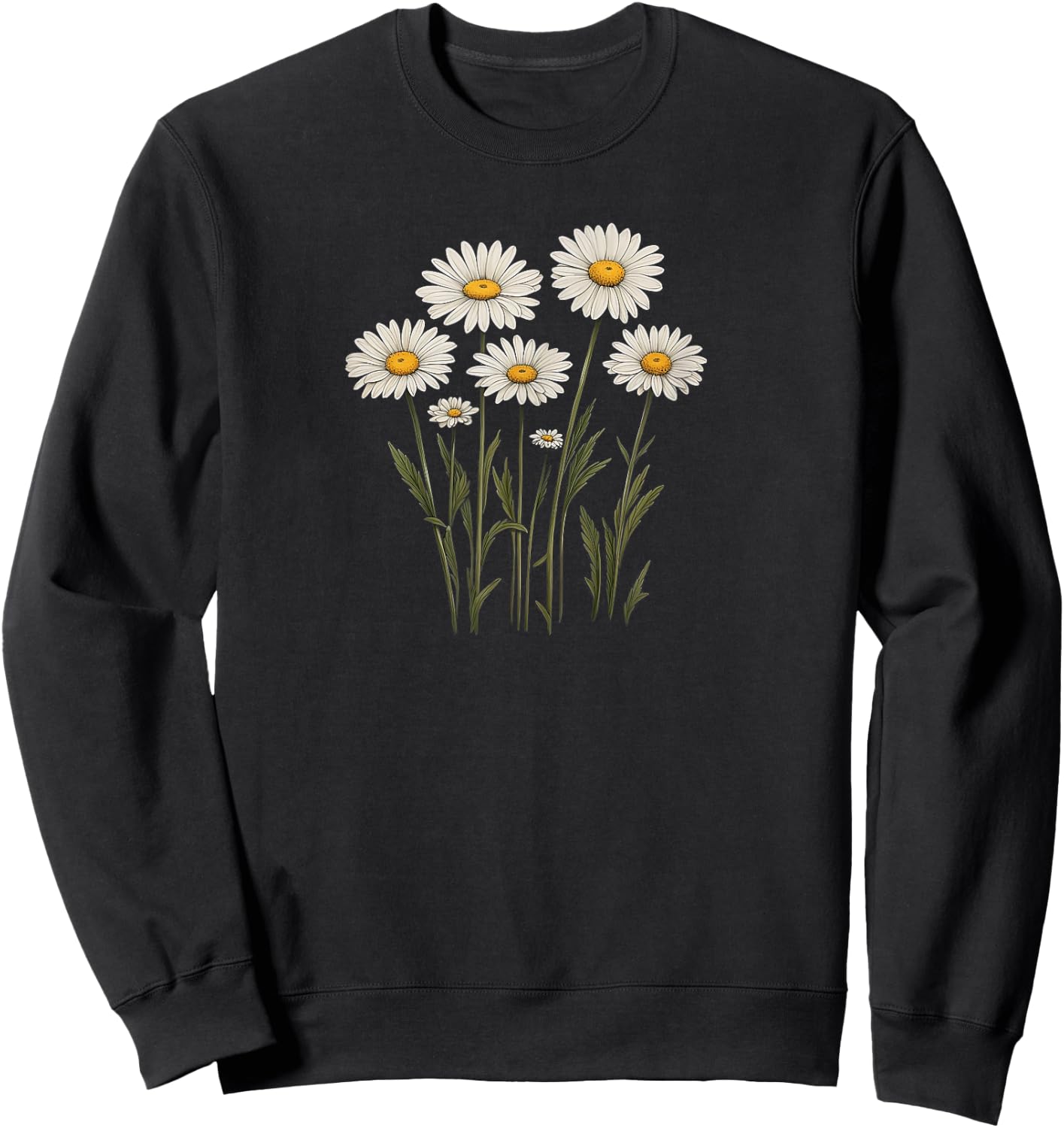 Daisy, Flowers, Colors, Summer, Floral, Minimal, Fashion Sweatshirt - Sweatshirt | Black