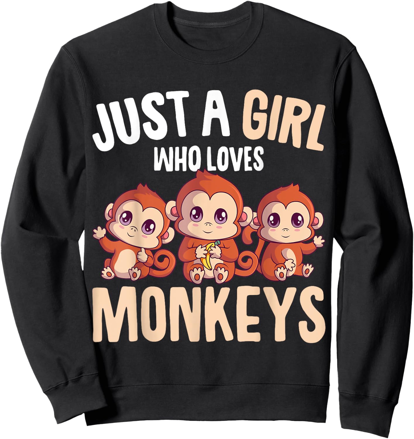 Just A Girl Who Loves Monkeys Kids Sweatshirt - Sweatshirt | Black