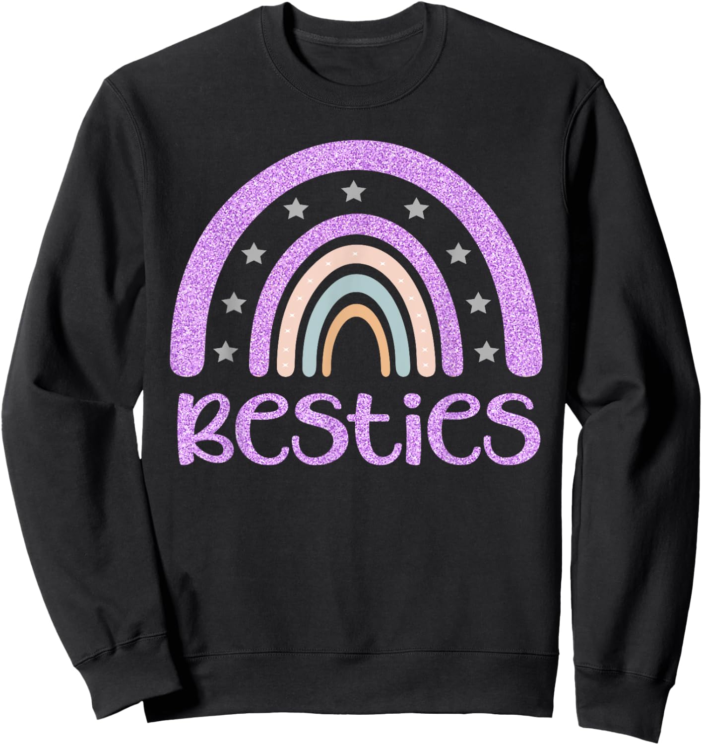 Besties BFF Heart Best Friends Bestie Sweatshirt - Sweatshirt | Black