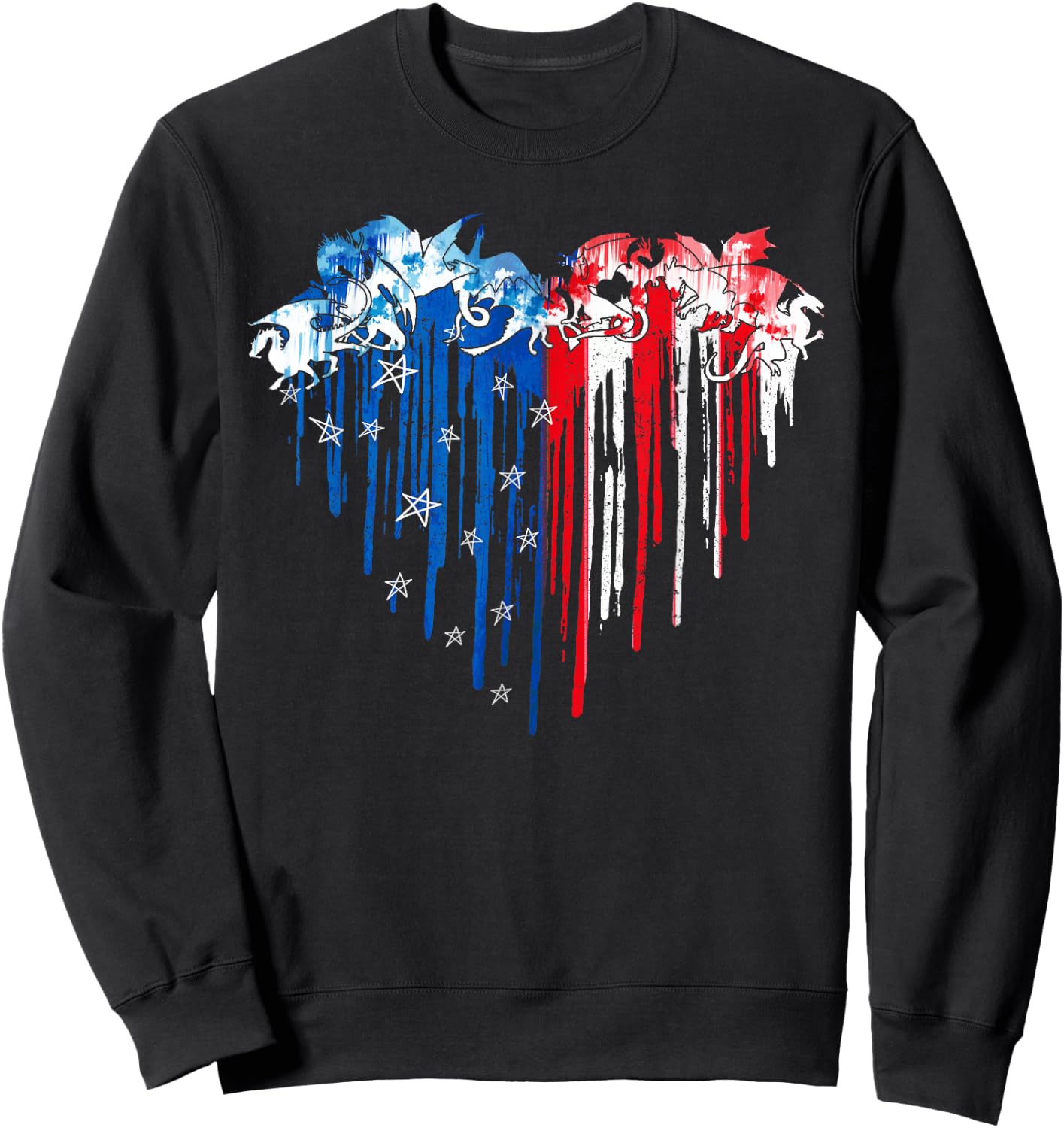 Dragon Heart American Flag July 4th Day USA Flag Patriotic Women Men Sweatshirt - Sweatshirt | Black