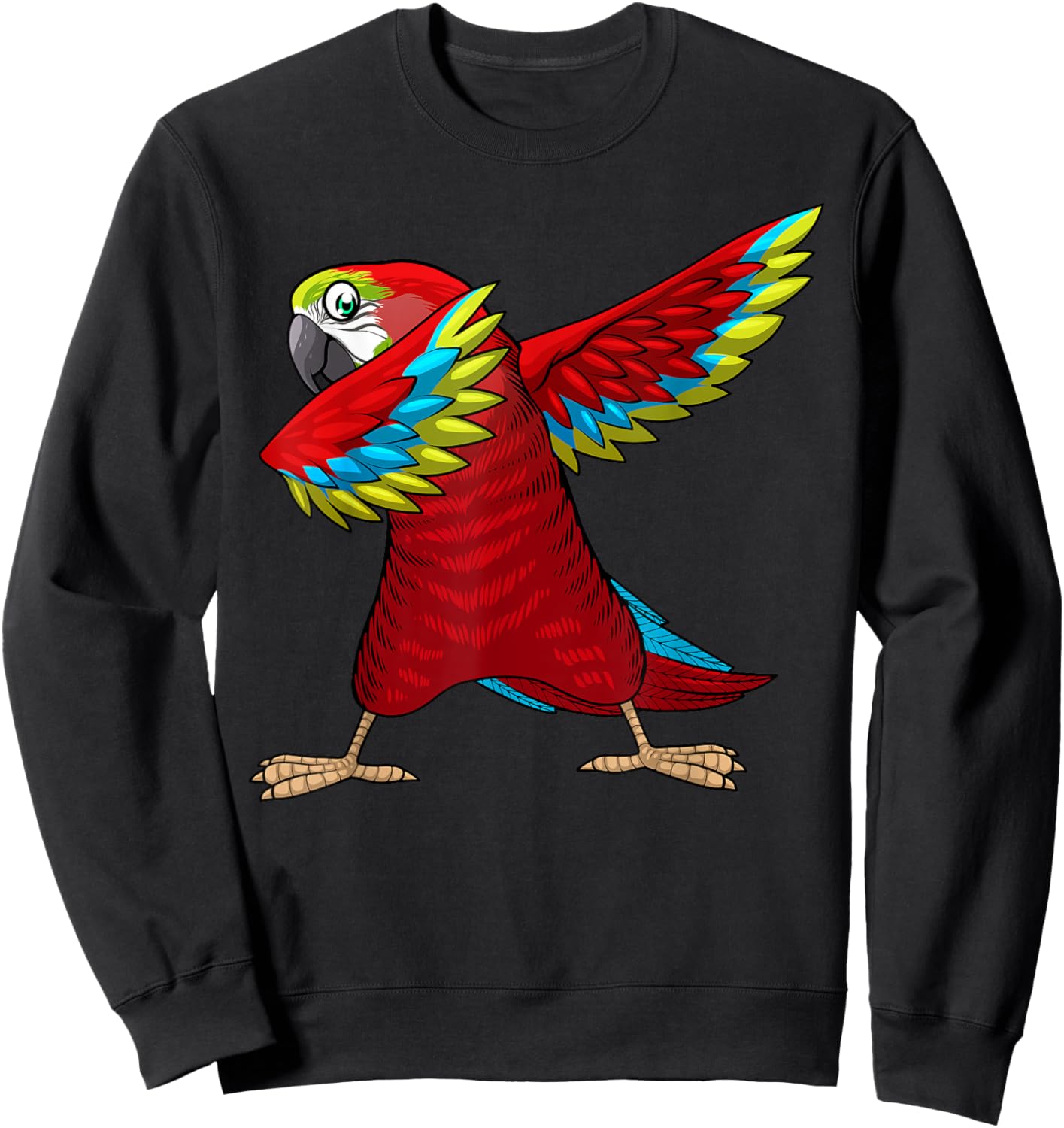 Funny Parrot Gift Parrot Lover Accessories & Stuff -Youth Black Cotton Blend Small Dabbing Parrot Tropical Sweatshirt - Sweatshirt | Black