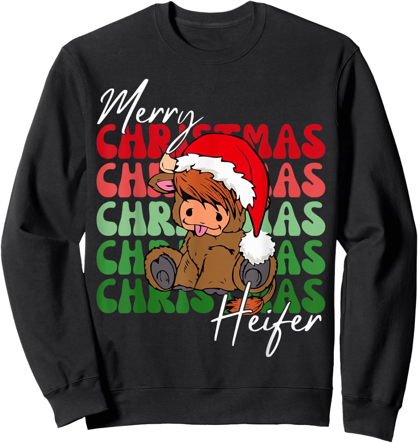 Merry Christmas Heifers Christmas Cow Xmas Farm Animals Sweatshirt - Sweatshirt | Black