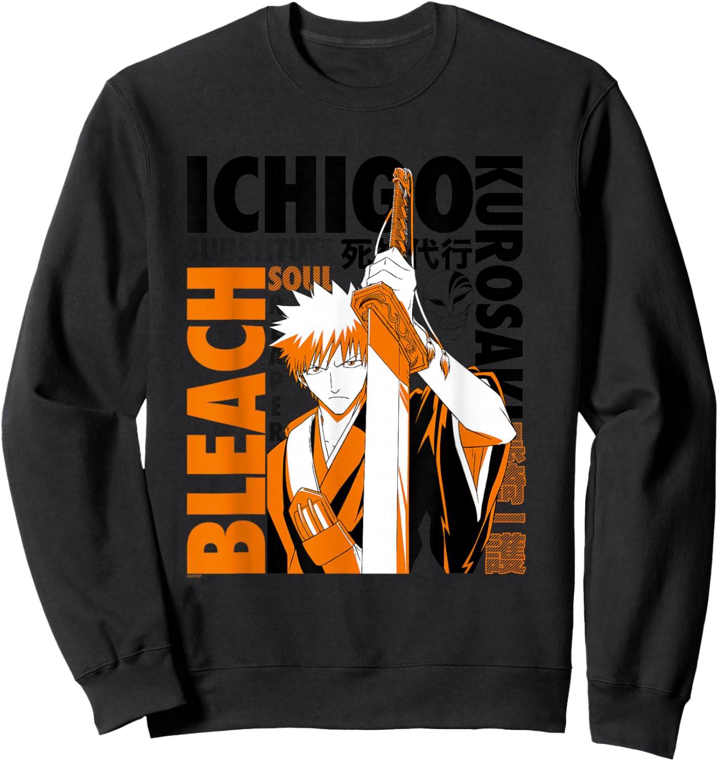 Bleach Ichigo with Text Collage Anime Sweatshirt - Sweatshirt | Black