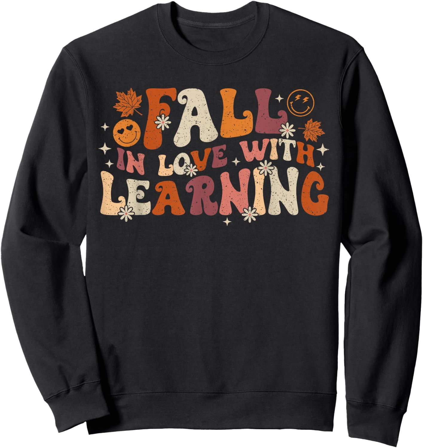 Fall In Love With Learning Autum Thanksgiving Teacher Kids Sweatshirt - Sweatshirt | Black