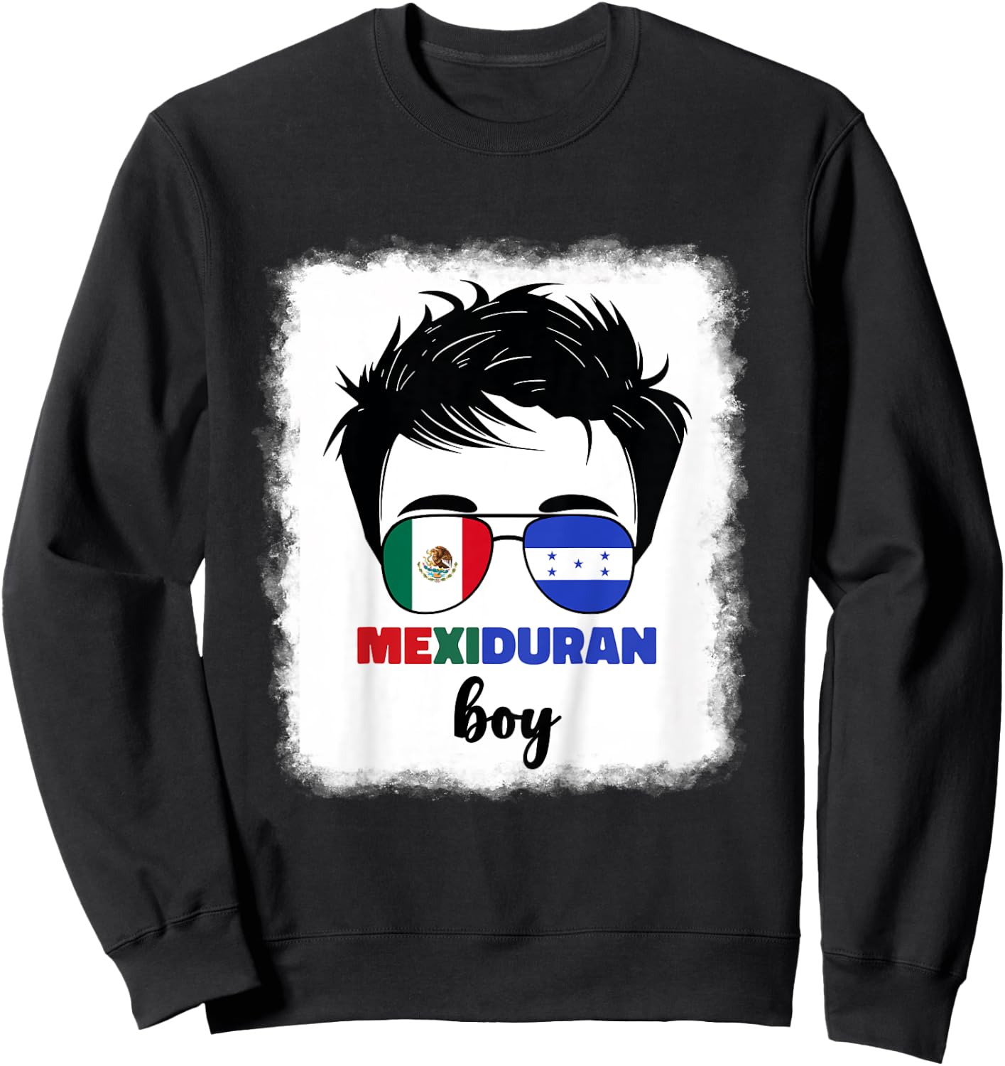 Kids Half Mexican And Honduran Mexico Honduras Flag Boys Boy Kids Sweatshirt - Sweatshirt | Black
