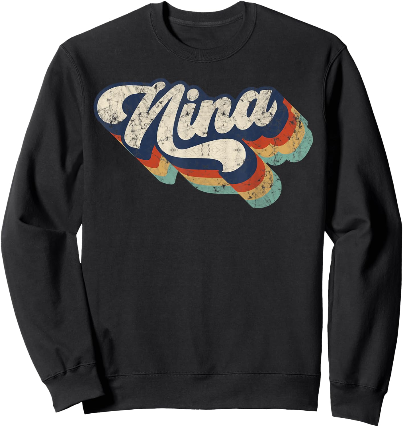 Retro Cute Nina for Grandma Best Nina Ever Mother's Day Sweatshirt - Sweatshirt | Black
