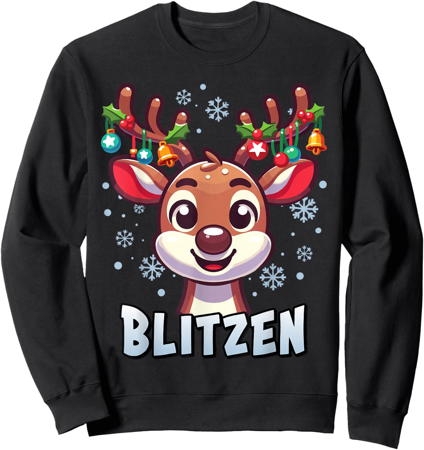 Santa’s Reindeer Blitzen Xmas Group Costume Sweatshirt - Sweatshirt | Black