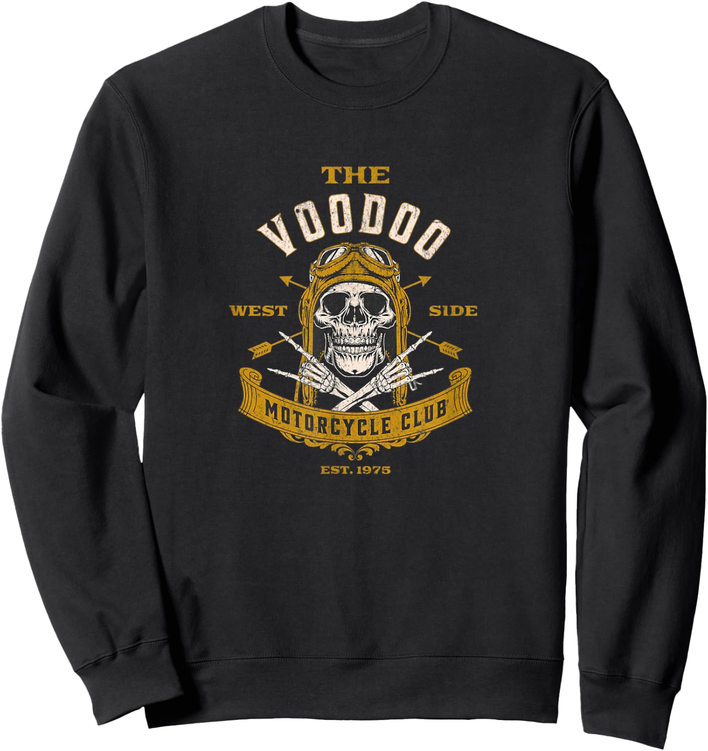 Voodoo Motorcycle Club - Orisha Biker Vintage Distressed Sweatshirt - Sweatshirt | Black