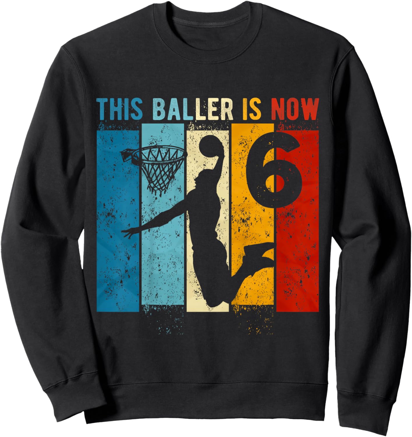 Kids 6 Year Old Basketball 6th Birthday Boy Sweatshirt - Sweatshirt | Black