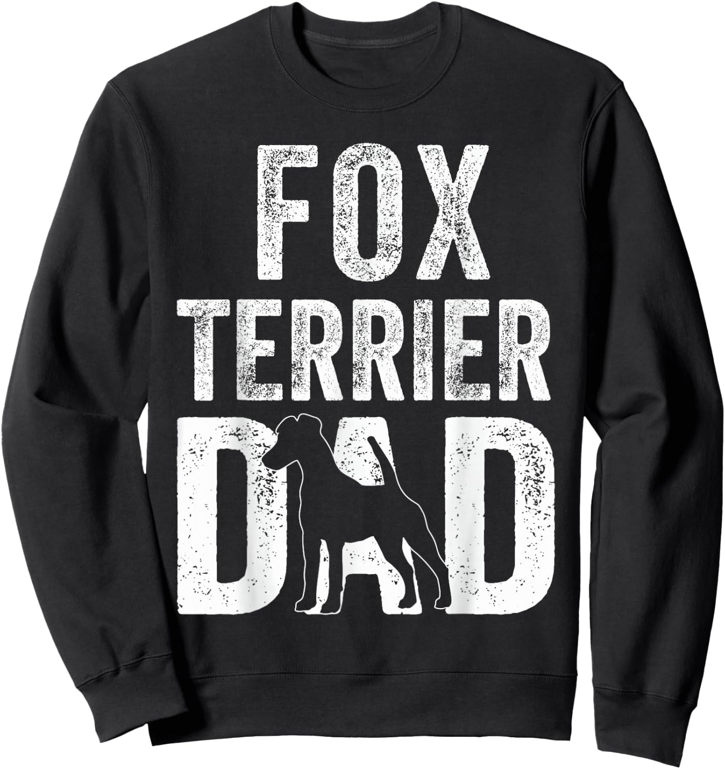 Retro Smooth Fox Terrier Dad Papa Fathers Day Dog Silhouette Women Kids Sweatshirt - Sweatshirt | Black