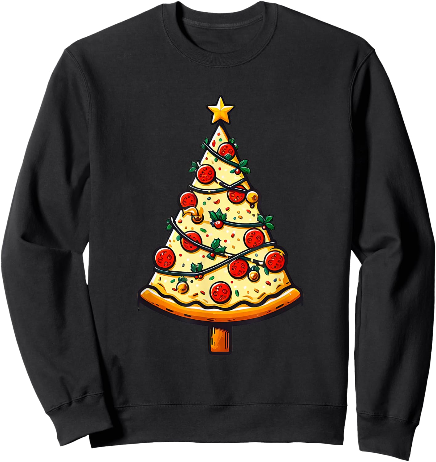 Pizza Christmas Tree Sweatshirt - Sweatshirt | Black