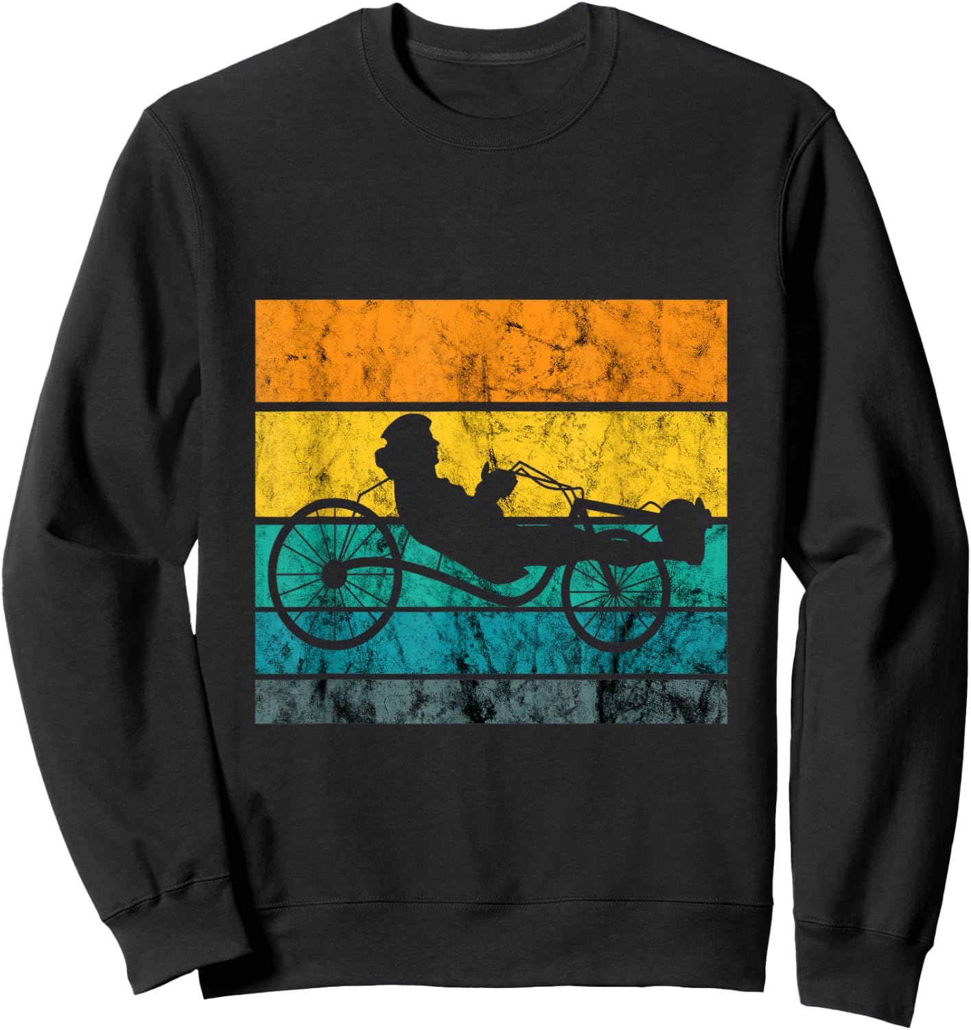 Recumbent Trike Cyclist Vintage Retro Triker Recumbent Bike Sweatshirt - Sweatshirt | Black
